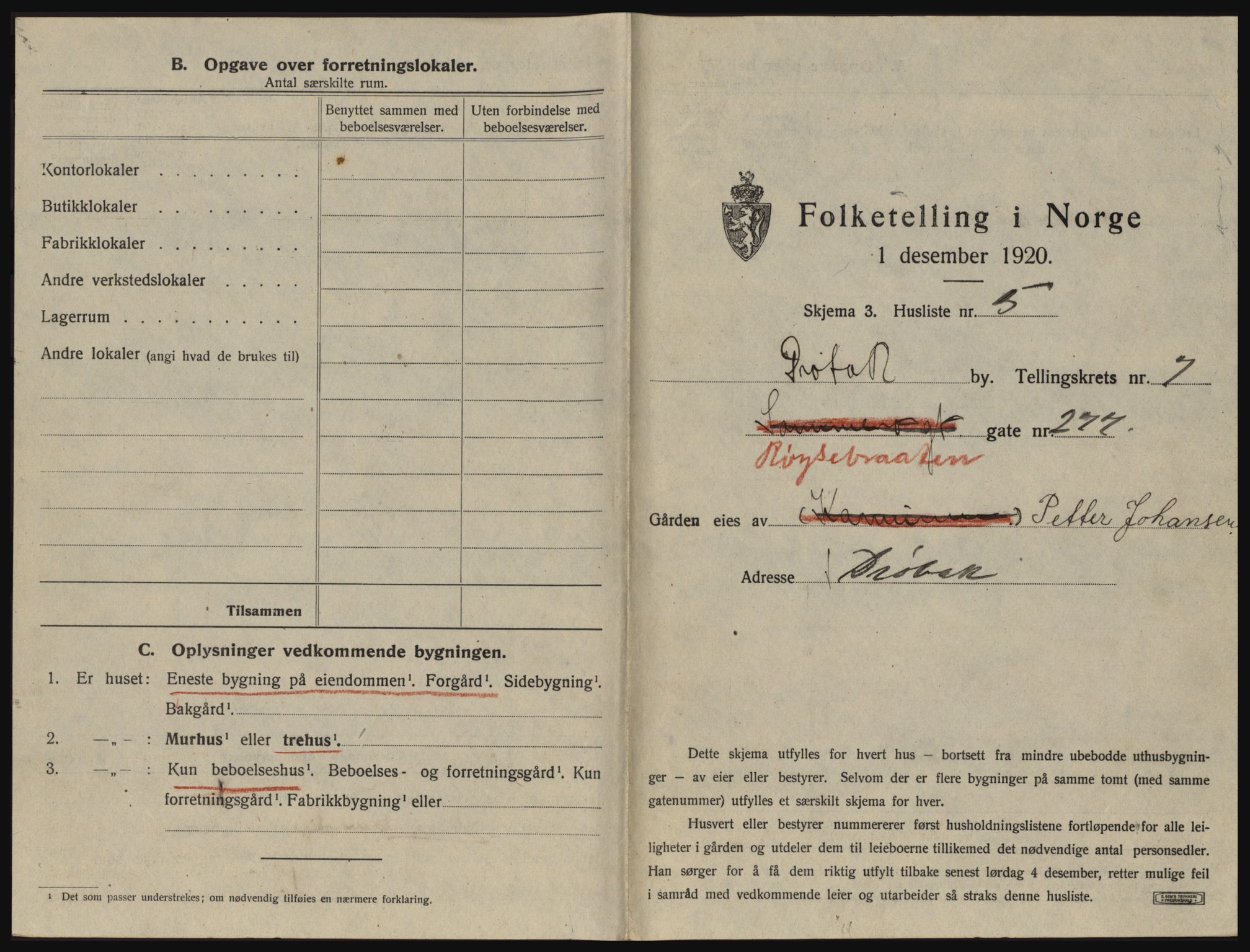 SAO, 1920 census for Drøbak, 1920, p. 625