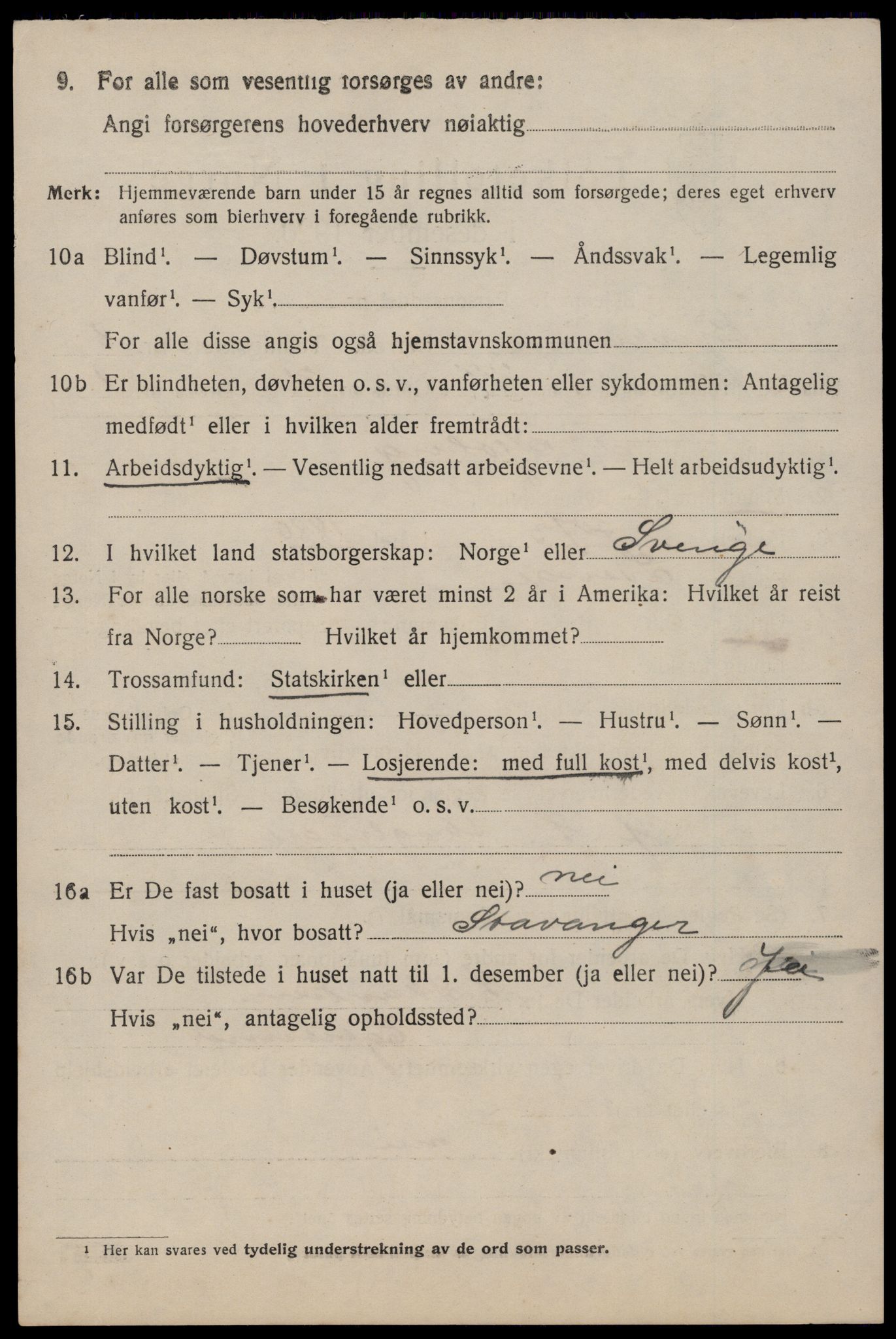 SAST, 1920 census for Bjerkreim, 1920, p. 3057