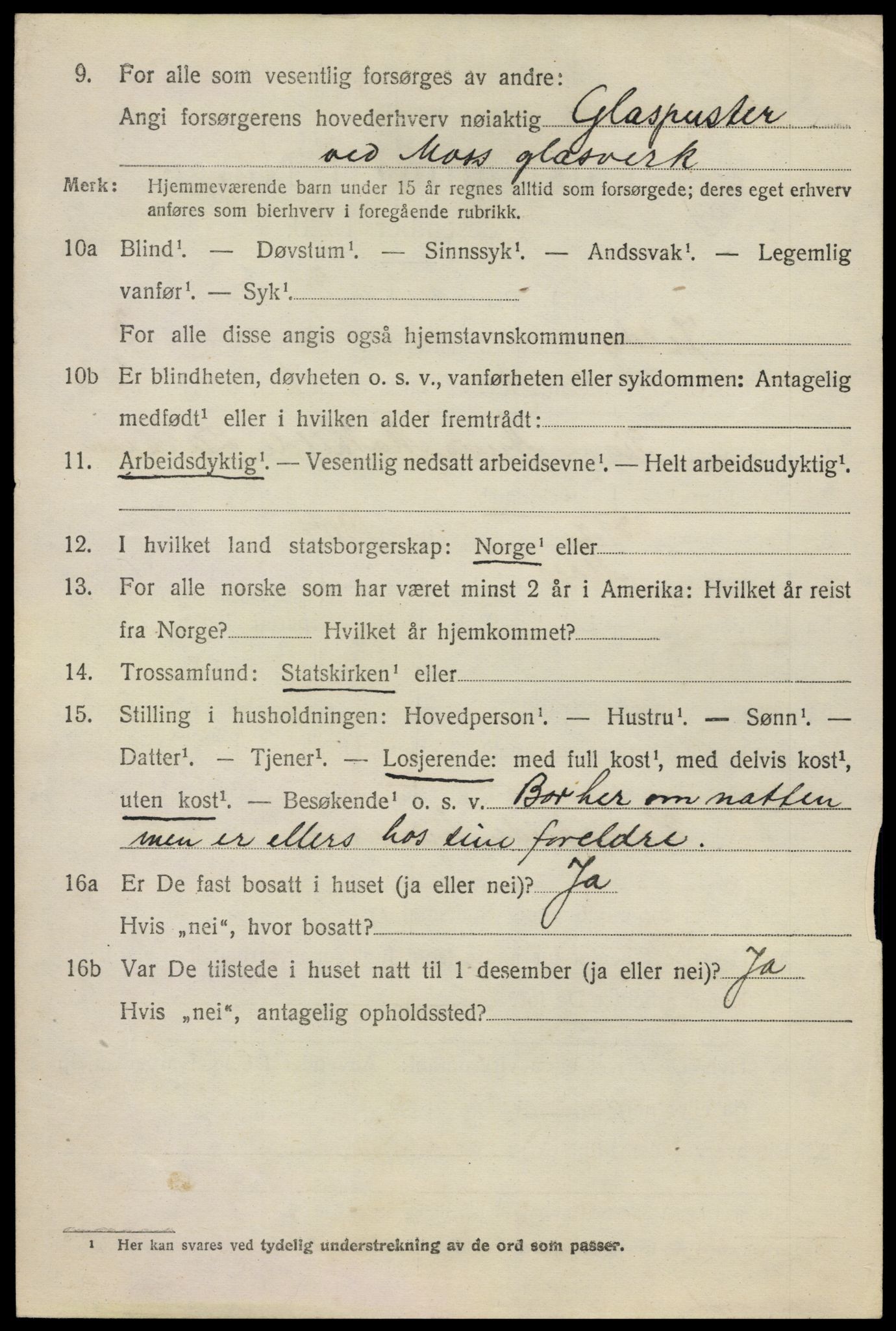 SAO, 1920 census for Moss land district, 1920, p. 2906