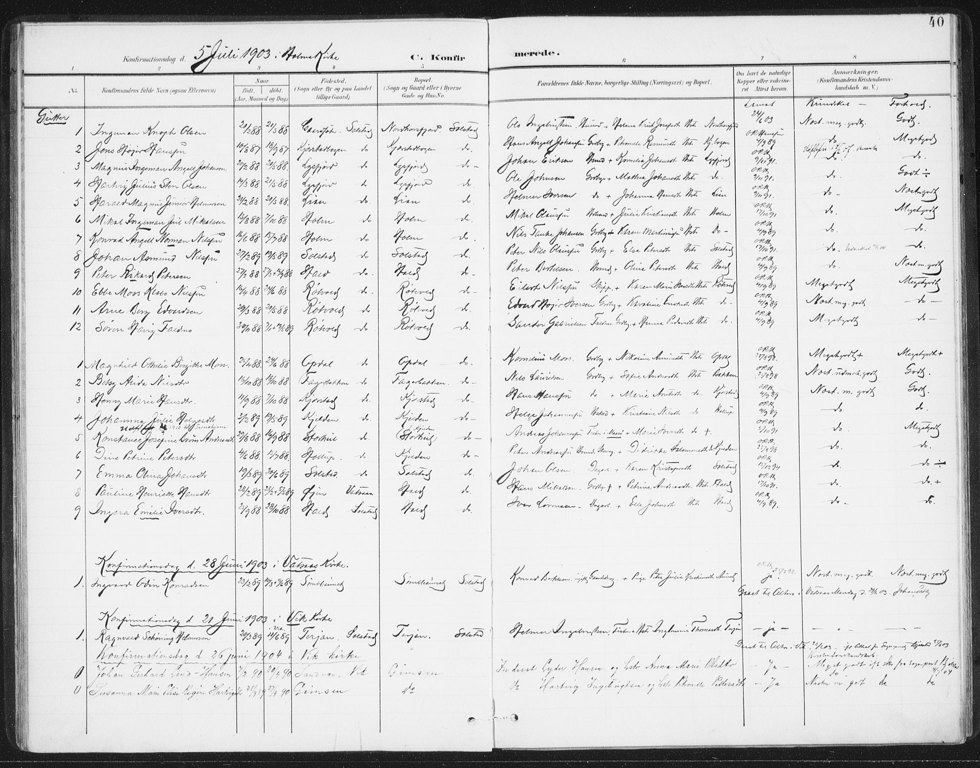 Ministerialprotokoller, klokkerbøker og fødselsregistre - Nordland, AV/SAT-A-1459/811/L0167: Parish register (official) no. 811A04, 1899-1913, p. 40