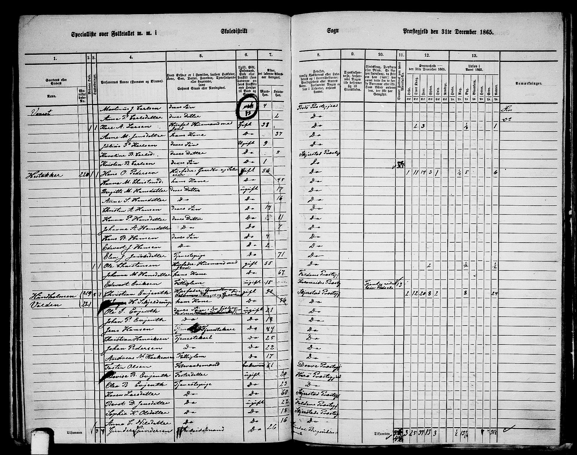 RA, 1865 census for Skjerstad, 1865, p. 111