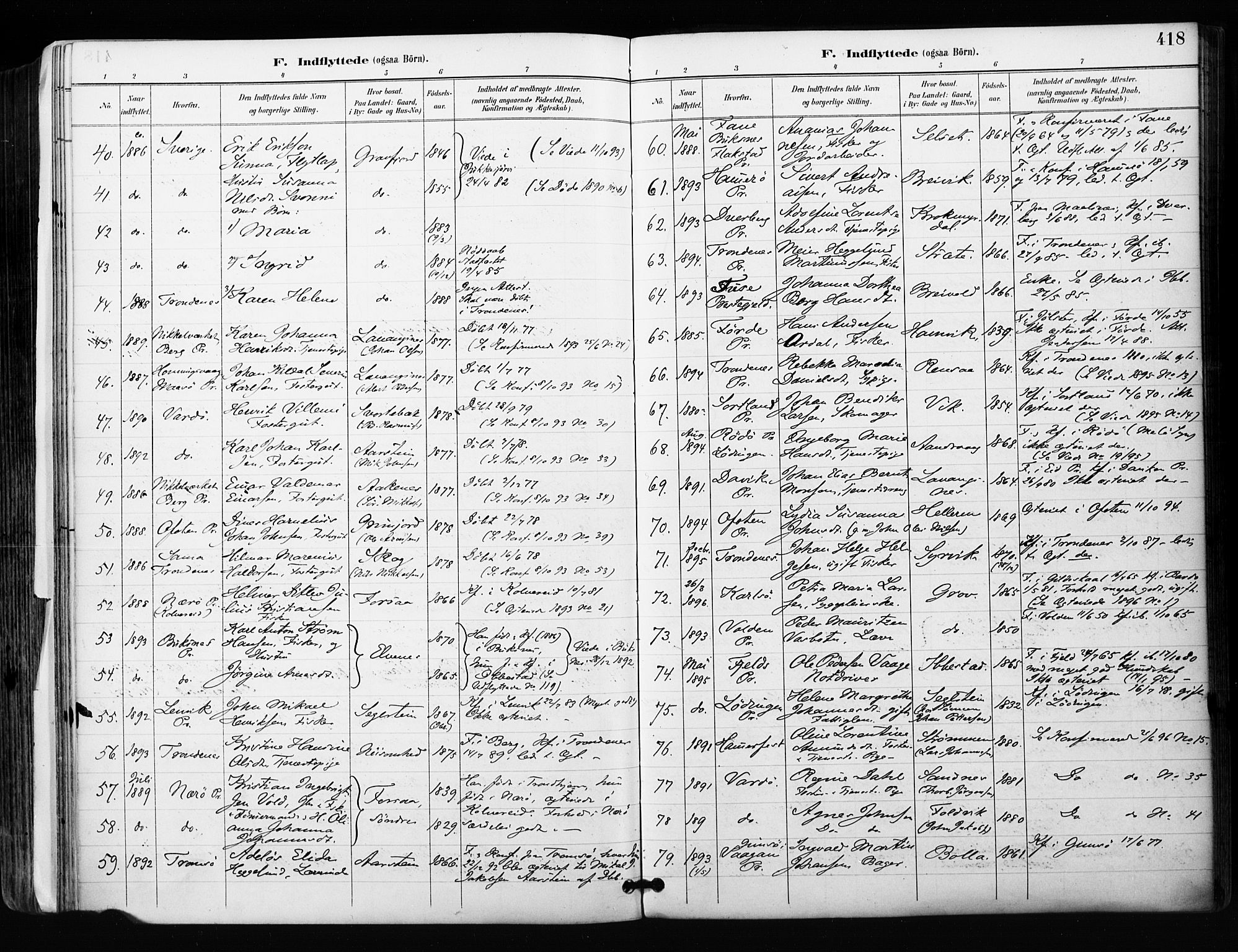 Ibestad sokneprestembete, SATØ/S-0077/H/Ha/Haa/L0012kirke: Parish register (official) no. 12, 1890-1900, p. 418