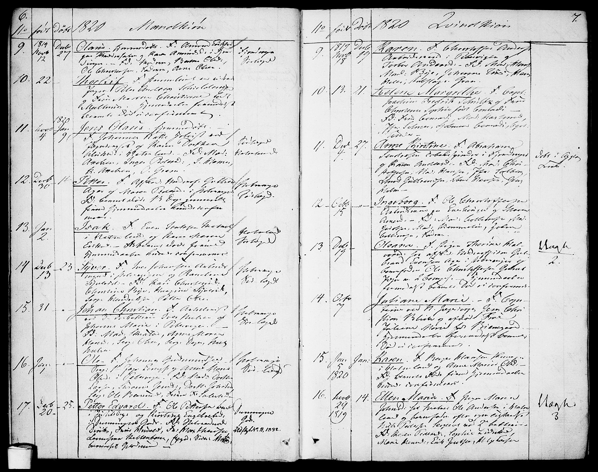 Garnisonsmenigheten Kirkebøker, SAO/A-10846/F/Fa/L0004: Parish register (official) no. 4, 1820-1828, p. 6-7