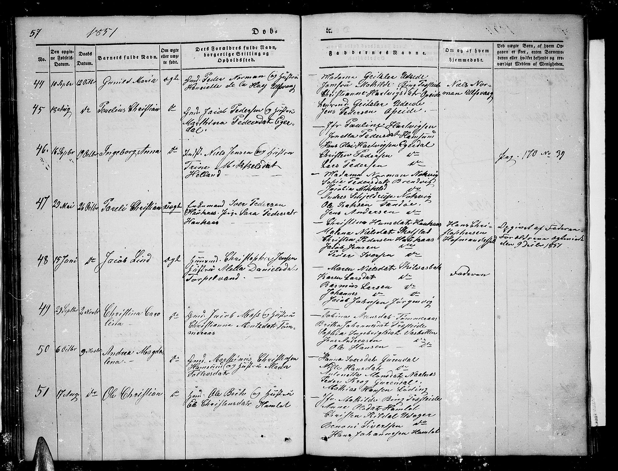 Ministerialprotokoller, klokkerbøker og fødselsregistre - Nordland, AV/SAT-A-1459/859/L0856: Parish register (copy) no. 859C02, 1843-1854, p. 57