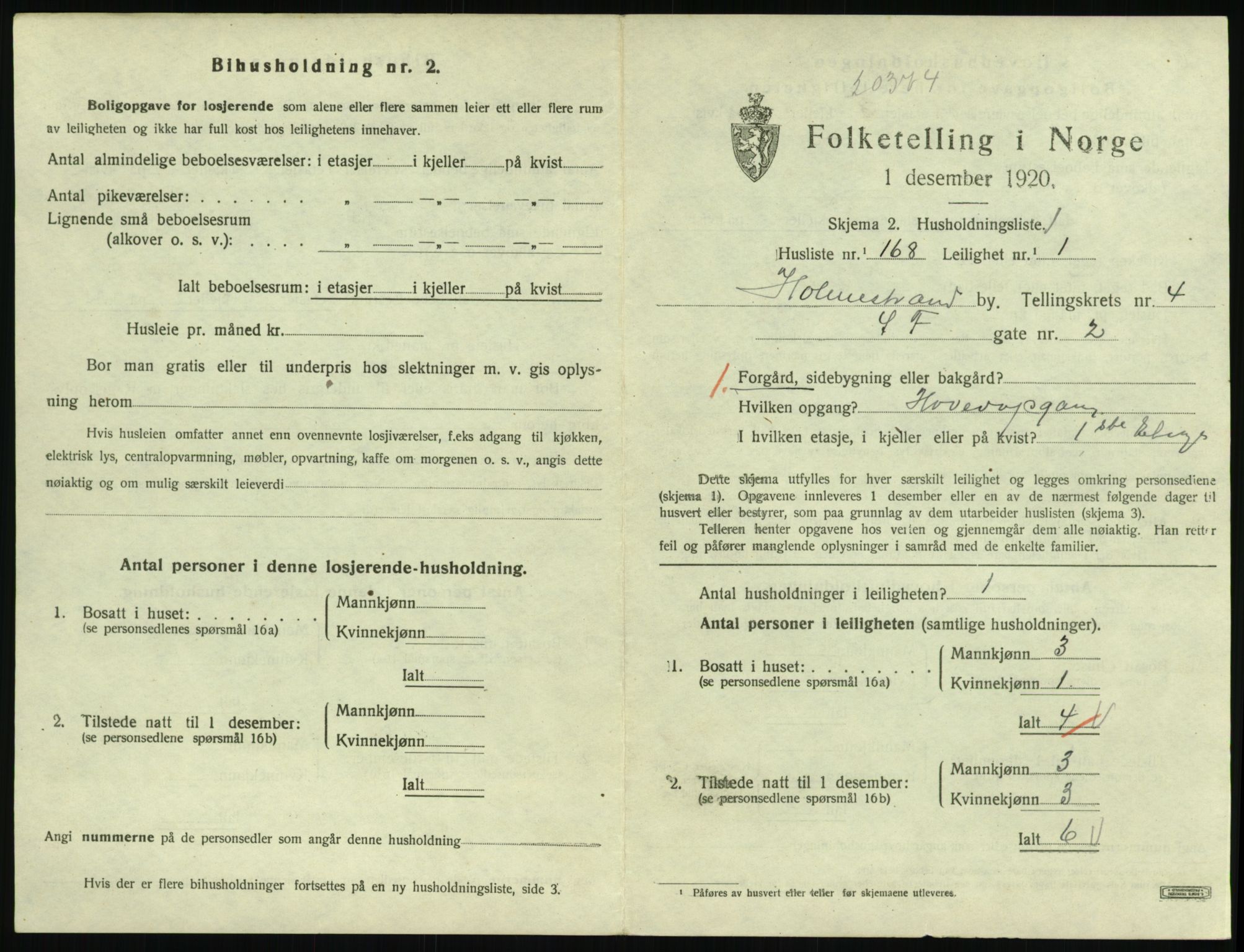 SAKO, 1920 census for Holmestrand, 1920, p. 1446