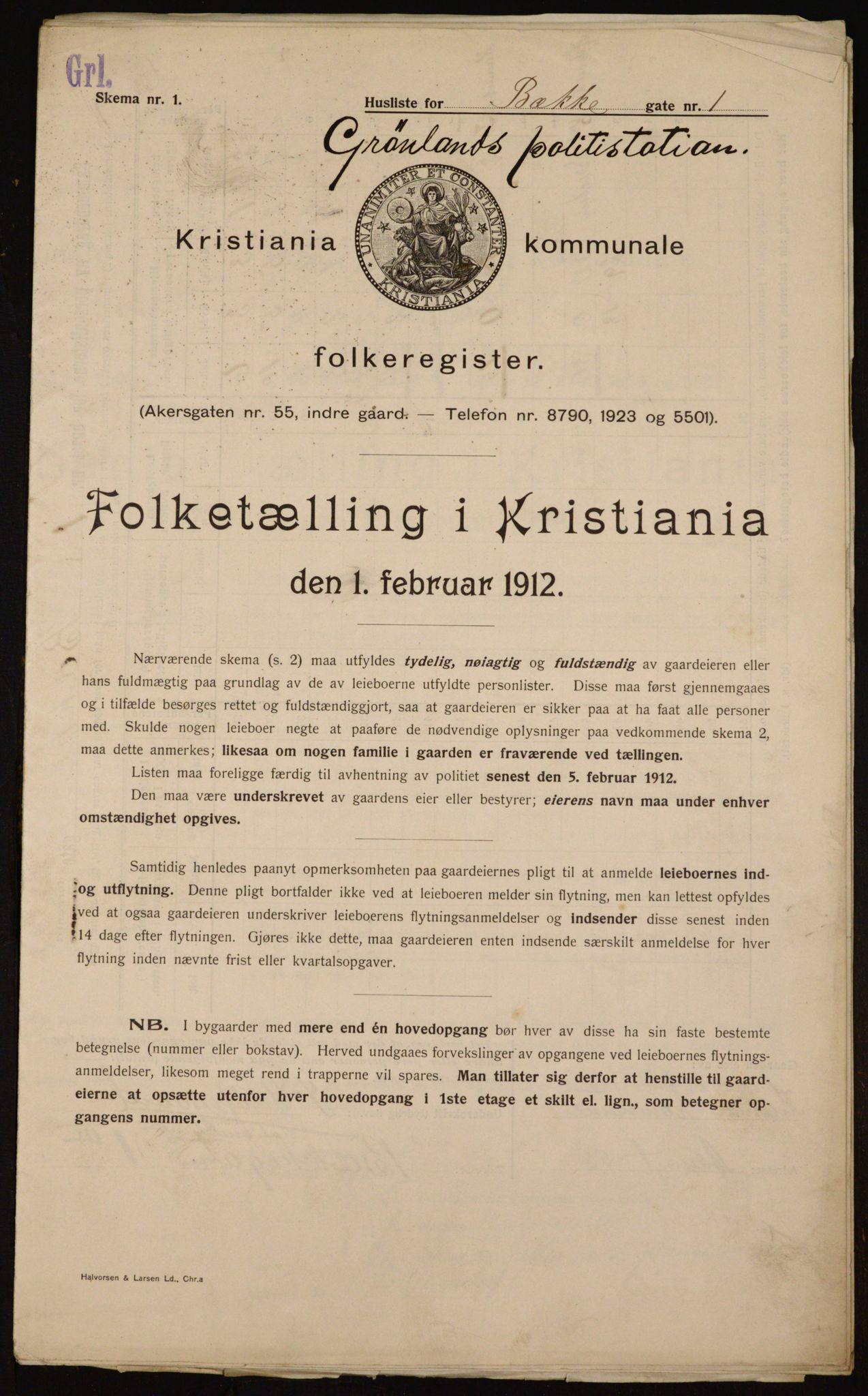 OBA, Municipal Census 1912 for Kristiania, 1912, p. 3358