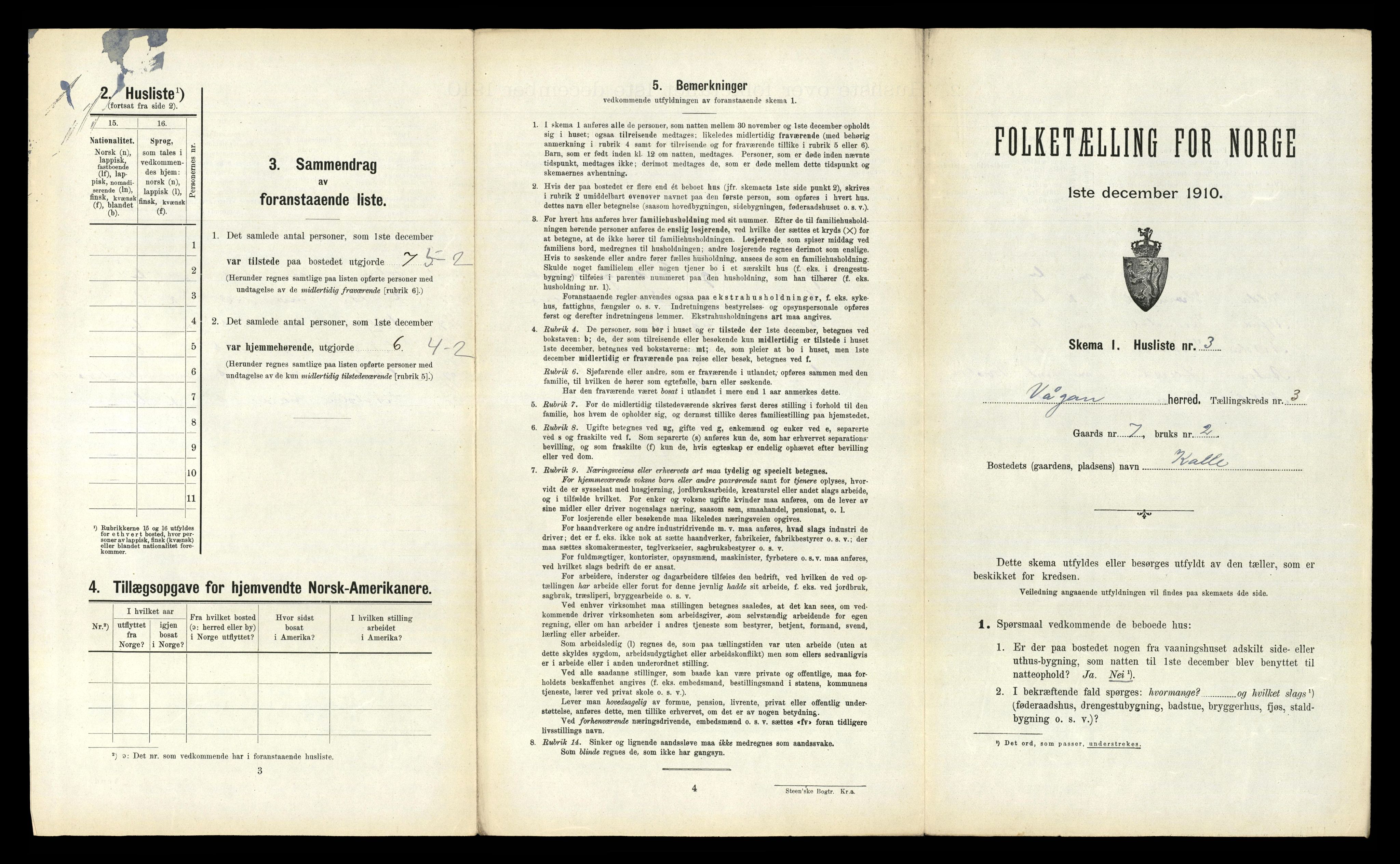 RA, 1910 census for Vågan, 1910, p. 271