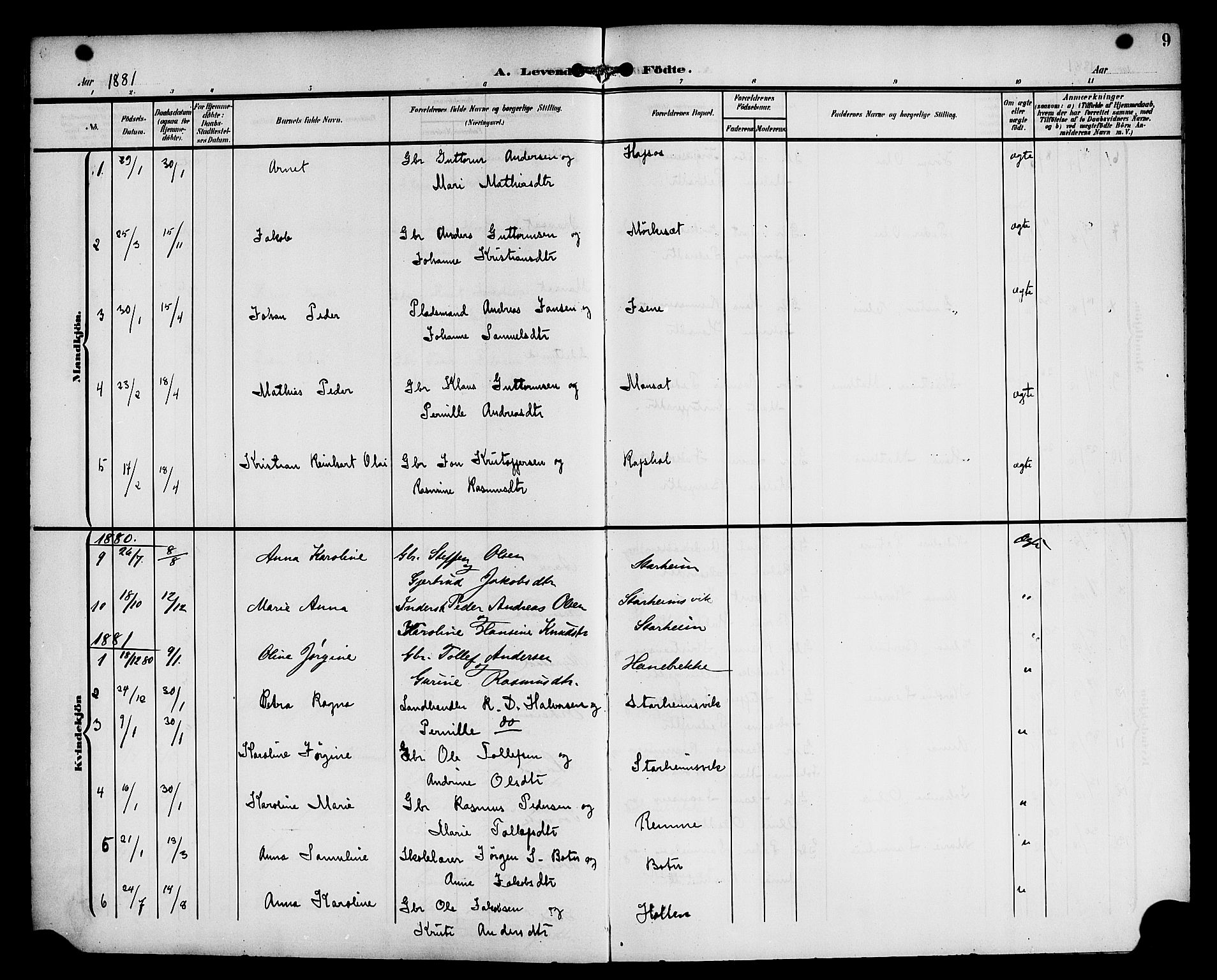 Eid sokneprestembete, SAB/A-82301/H/Haa/Haac/L0001: Parish register (official) no. C 1, 1879-1899, p. 9