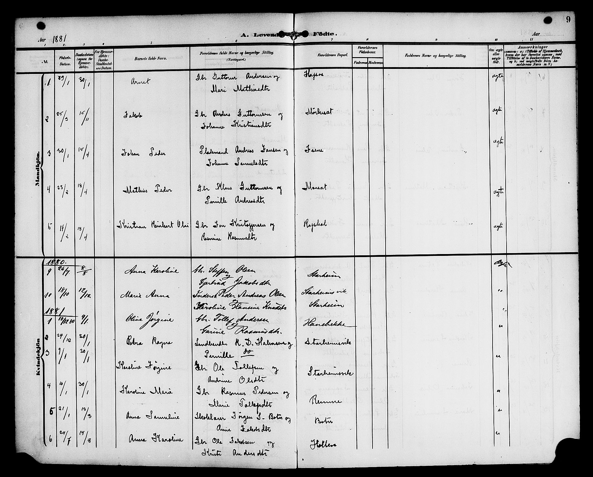 Eid sokneprestembete, AV/SAB-A-82301/H/Haa/Haac/L0001: Parish register (official) no. C 1, 1879-1899, p. 9