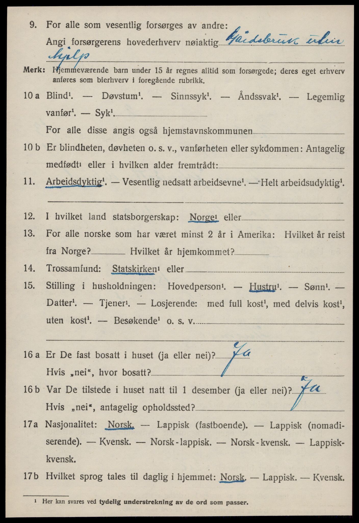 SAT, 1920 census for Selbu, 1920, p. 7439