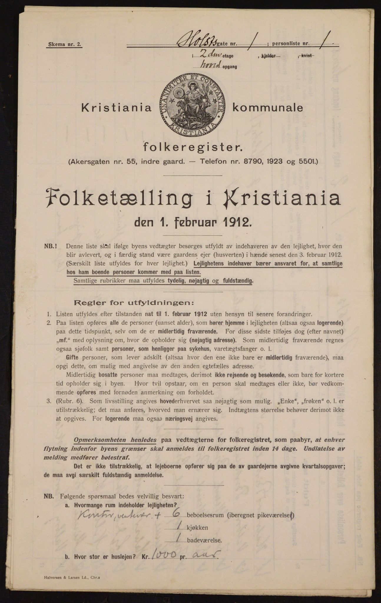 OBA, Municipal Census 1912 for Kristiania, 1912, p. 41276