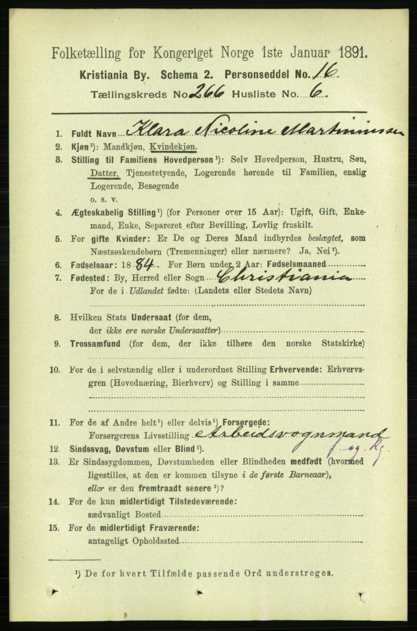 RA, 1891 census for 0301 Kristiania, 1891, p. 161297