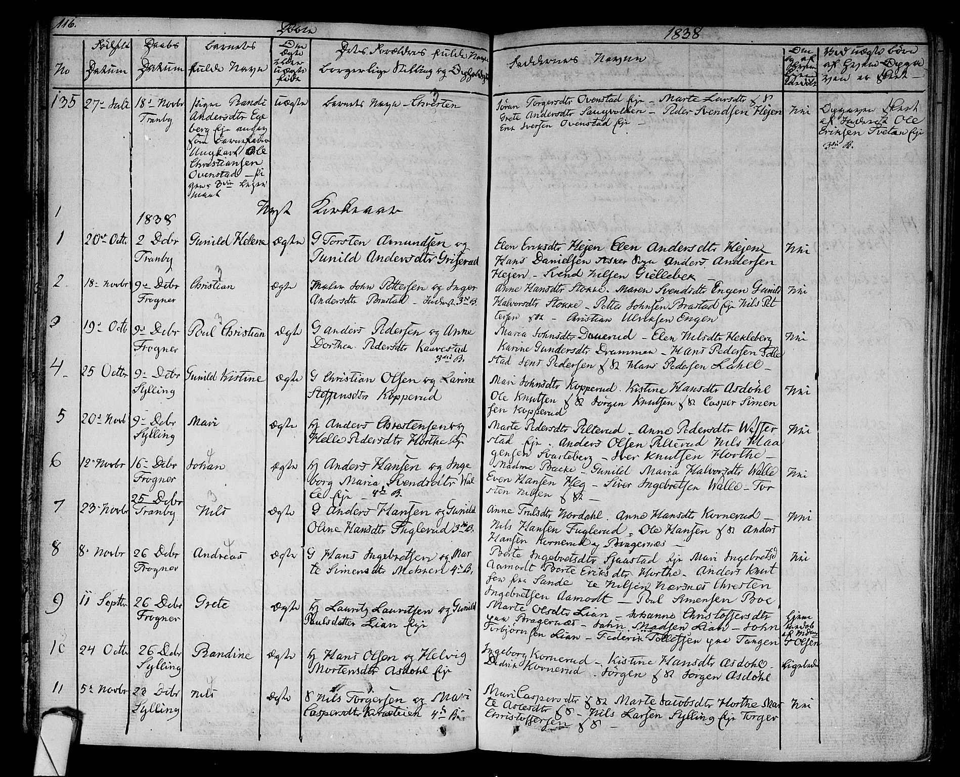 Lier kirkebøker, AV/SAKO-A-230/F/Fa/L0010: Parish register (official) no. I 10, 1827-1843, p. 116