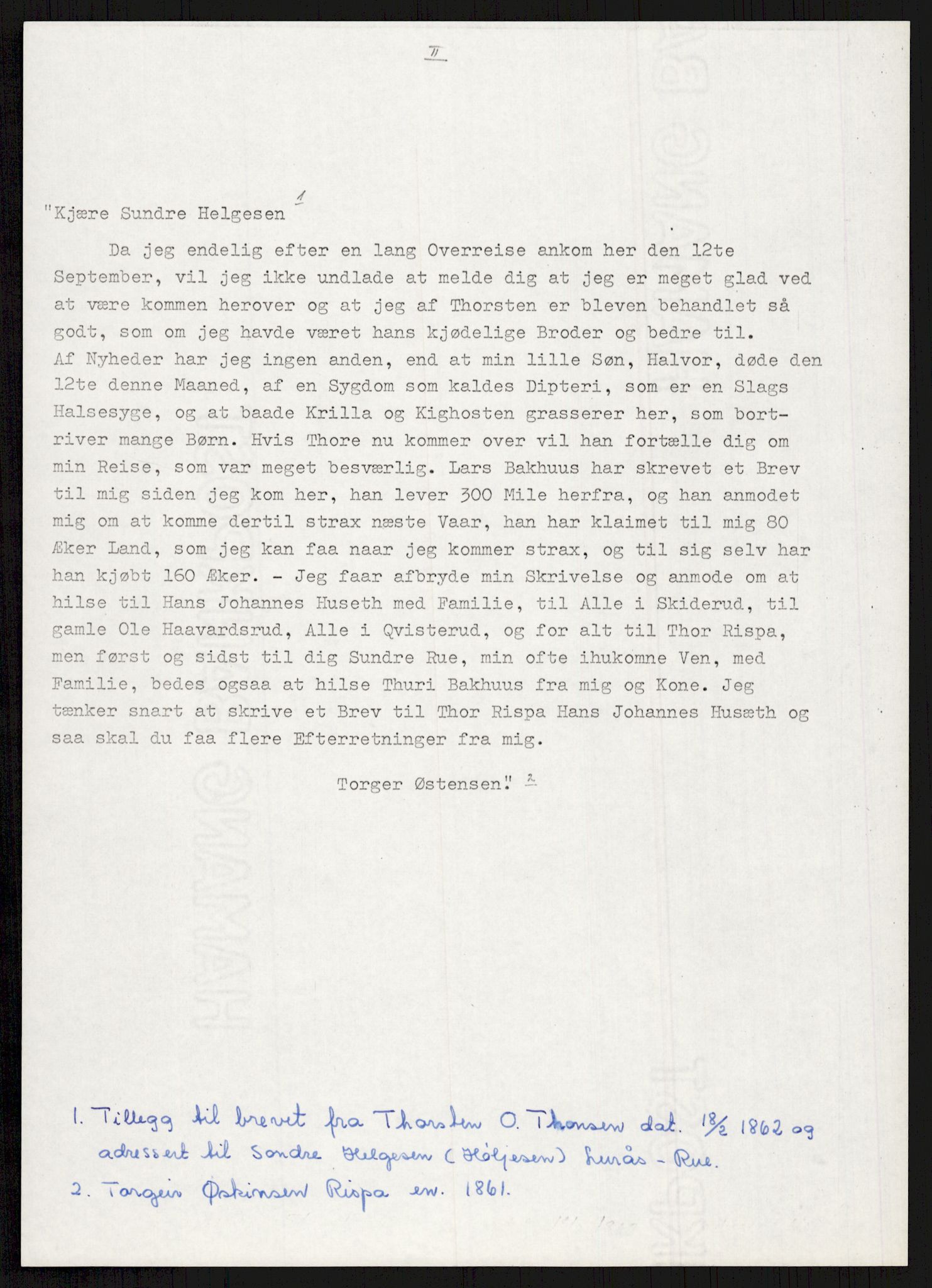 Samlinger til kildeutgivelse, Amerikabrevene, RA/EA-4057/F/L0024: Innlån fra Telemark: Gunleiksrud - Willard, 1838-1914, p. 565