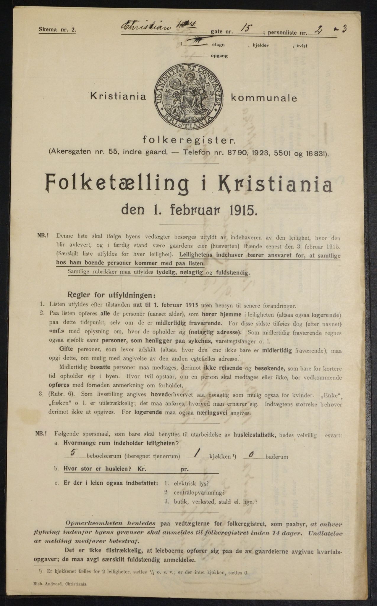 OBA, Municipal Census 1915 for Kristiania, 1915, p. 53737