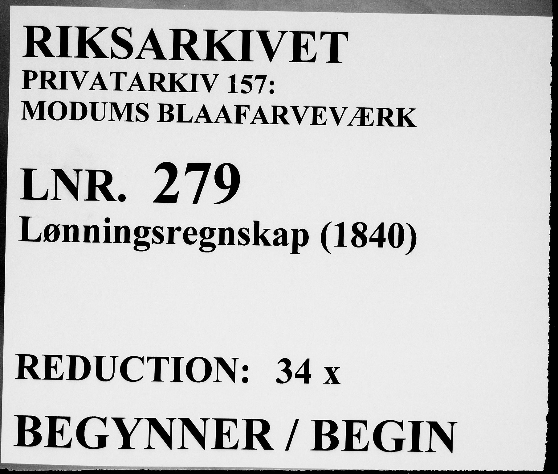 Modums Blaafarveværk, RA/PA-0157/G/Gd/Gdd/L0279/0001: -- / Lønningsregnskap, 1840, p. 1
