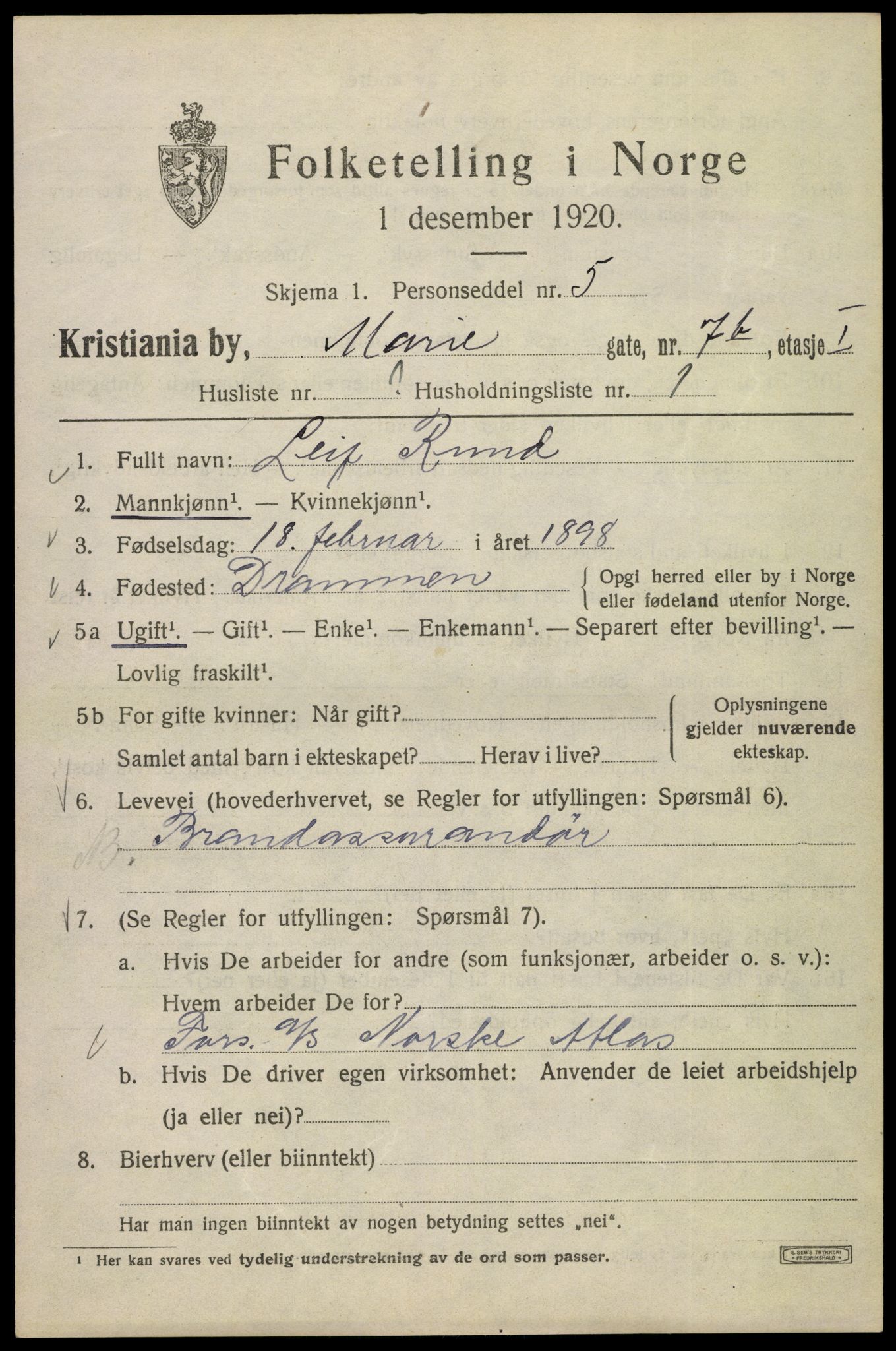 SAO, 1920 census for Kristiania, 1920, p. 384669