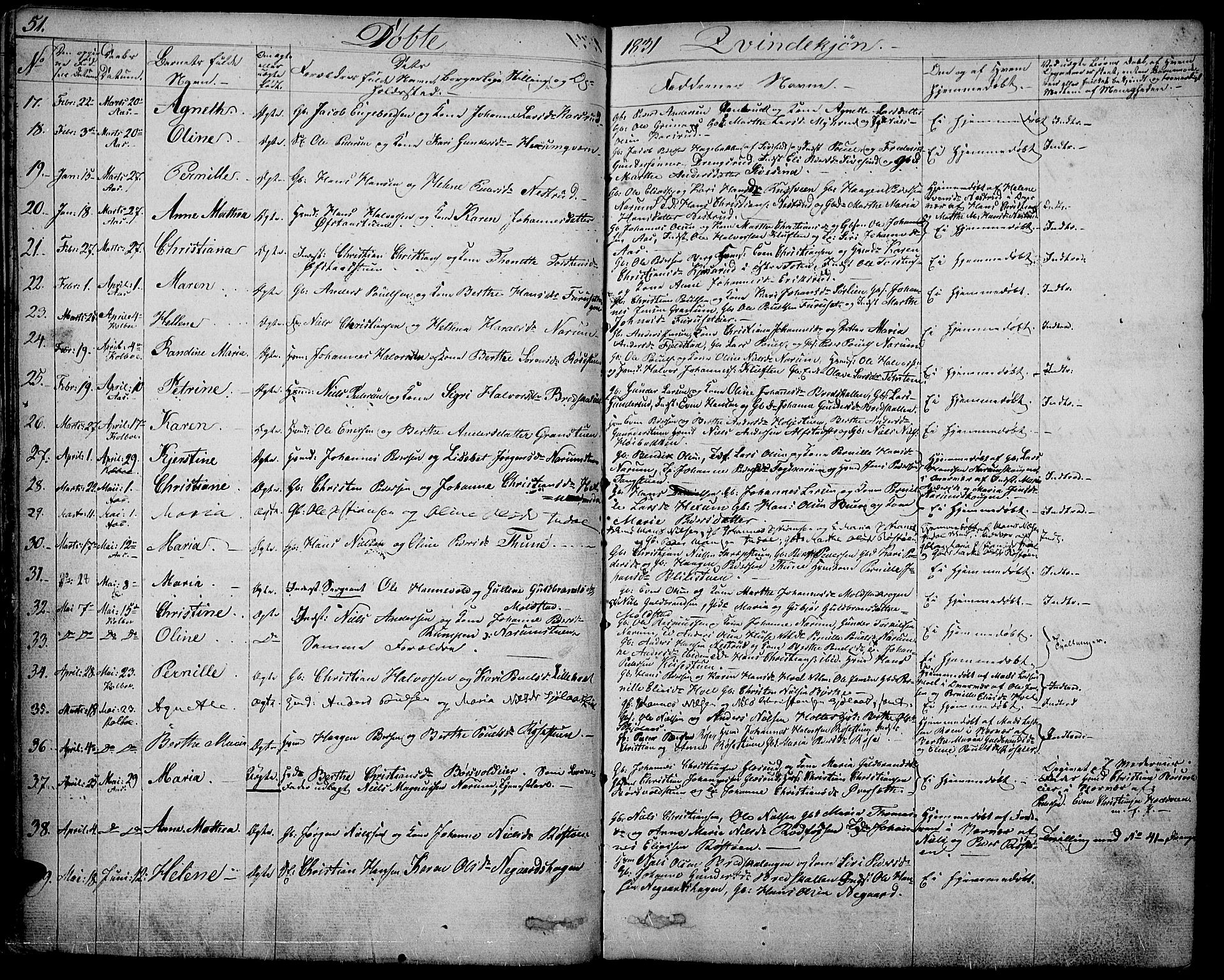 Vestre Toten prestekontor, SAH/PREST-108/H/Ha/Haa/L0002: Parish register (official) no. 2, 1825-1837, p. 51
