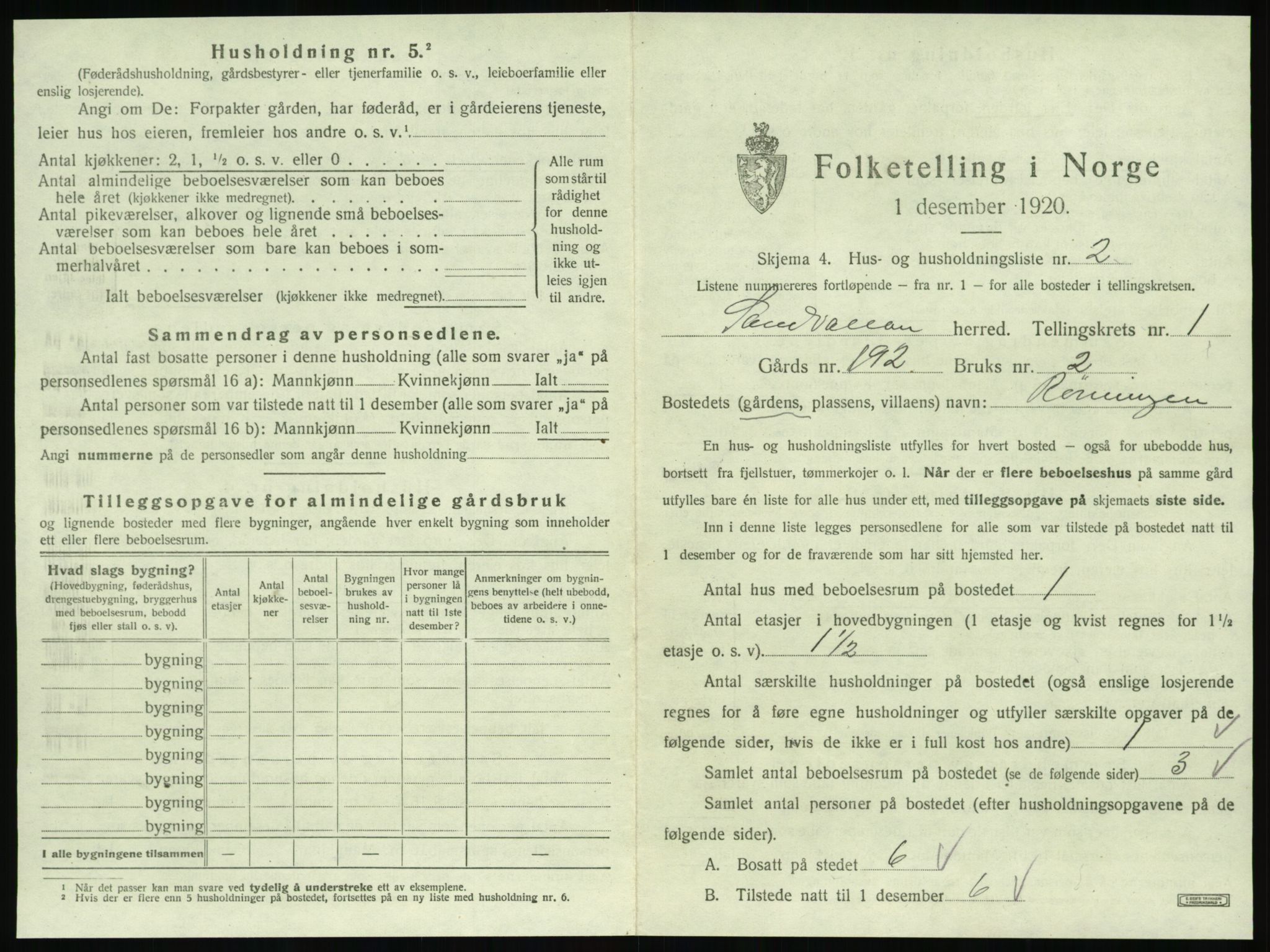 SAT, 1920 census for Sandvollan, 1920, p. 27