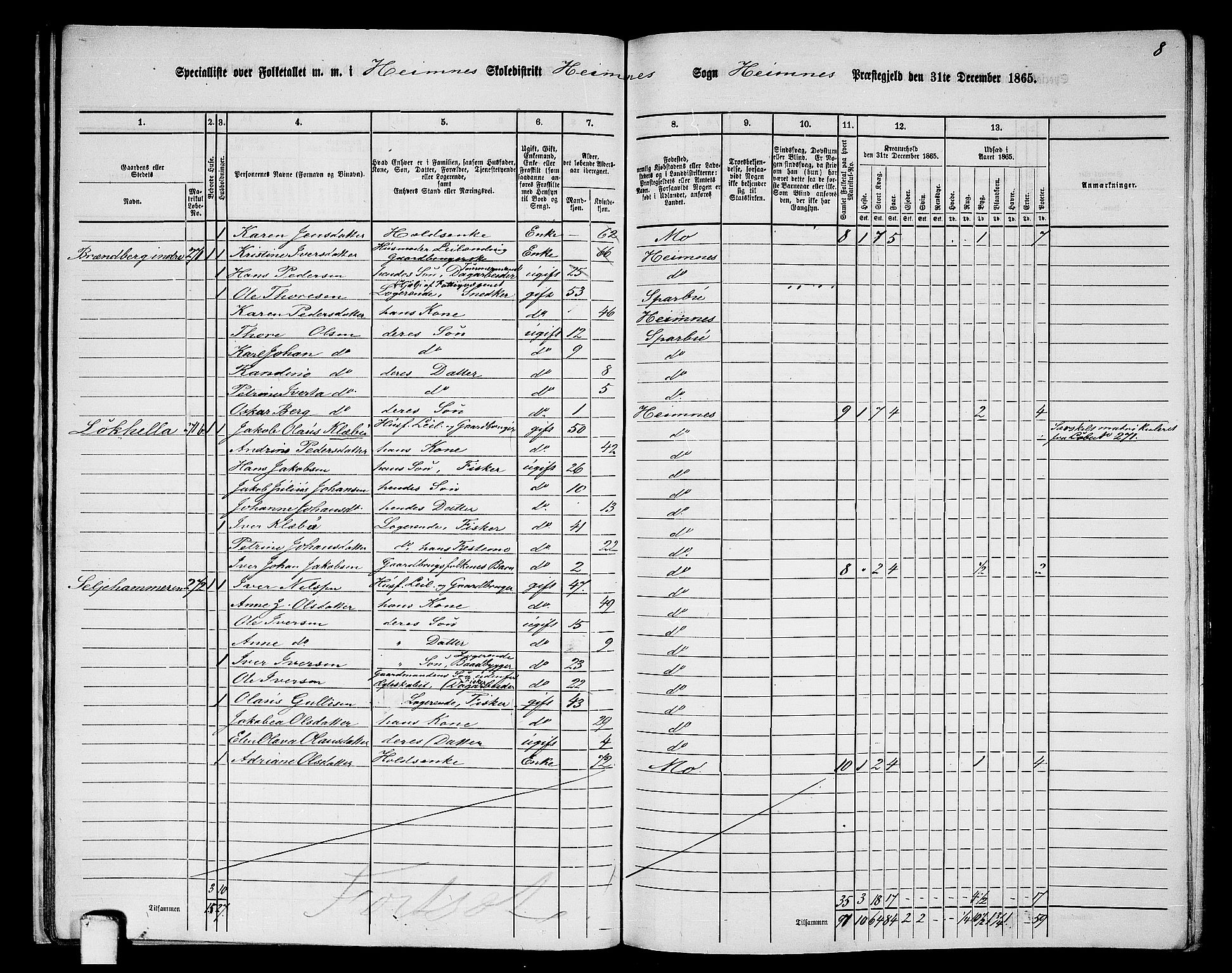 RA, 1865 census for Hemnes, 1865, p. 31