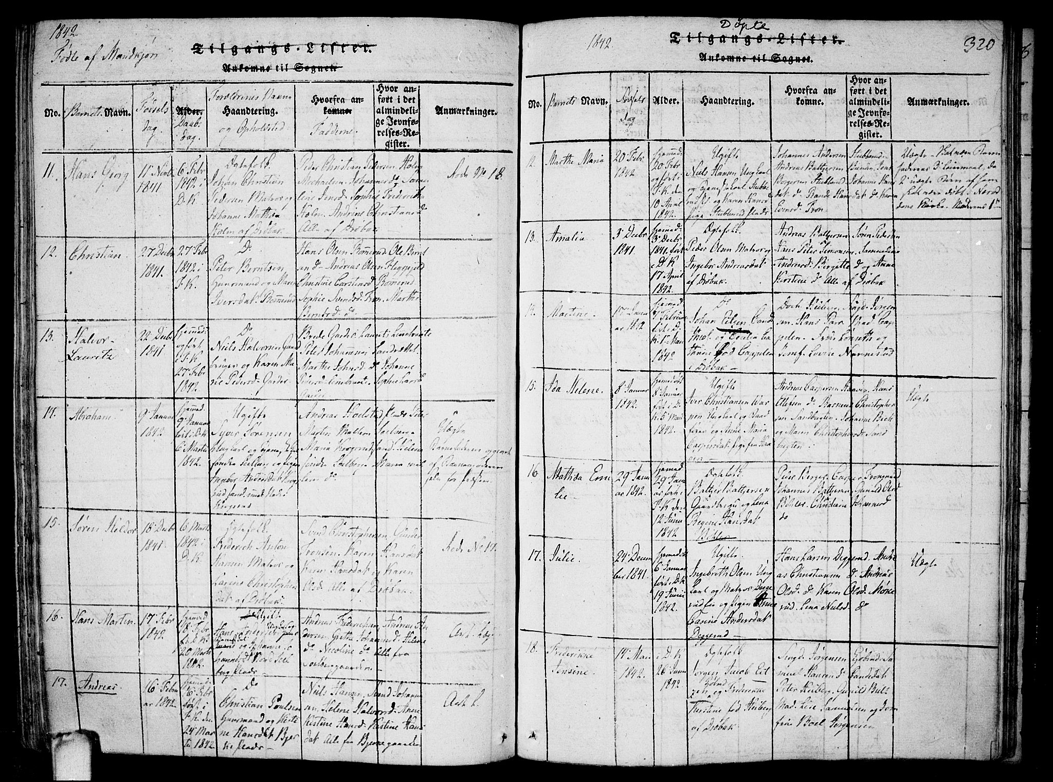 Drøbak prestekontor Kirkebøker, SAO/A-10142a/F/Fa/L0001: Parish register (official) no. I 1, 1816-1842, p. 320