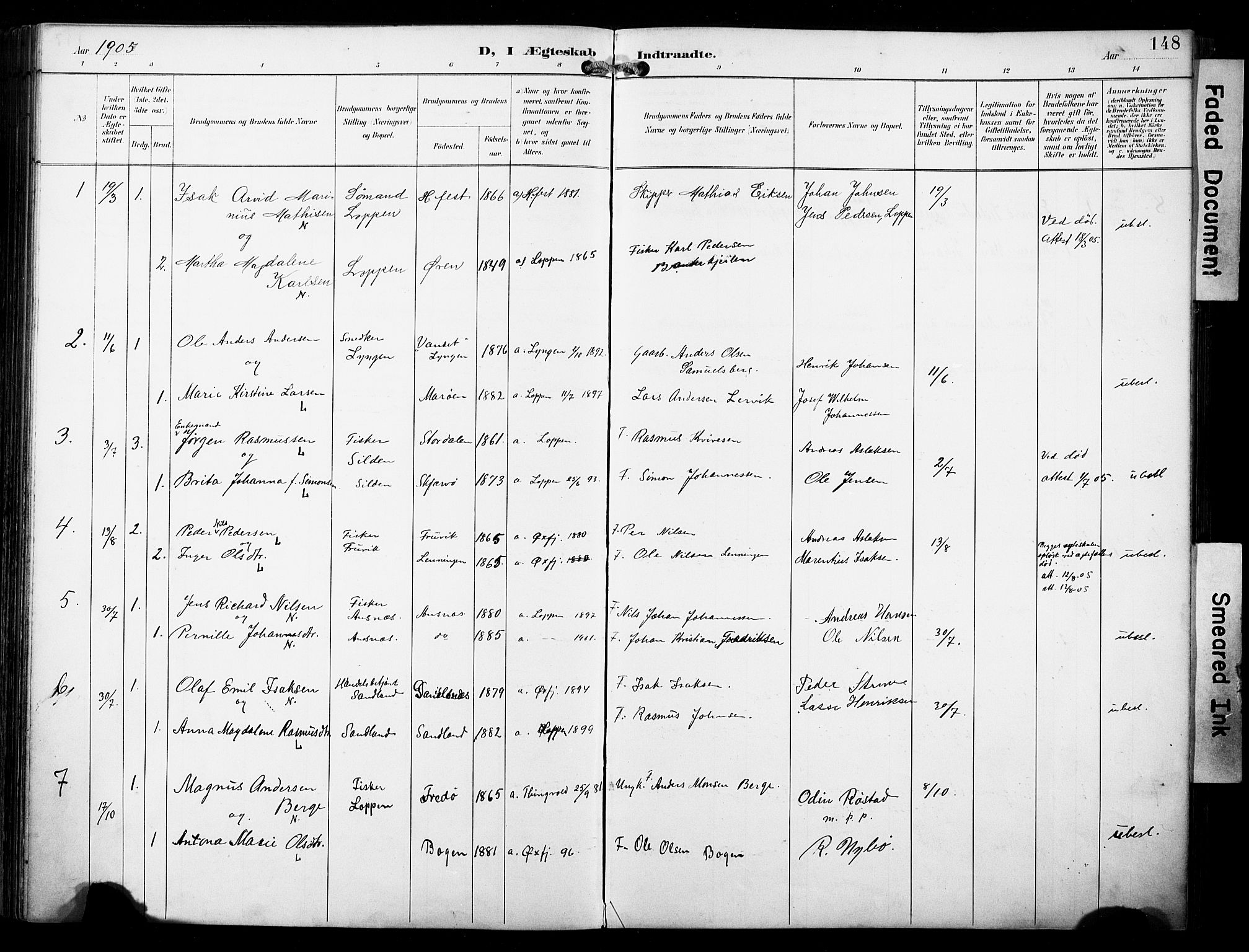 Loppa sokneprestkontor, SATØ/S-1339/H/Ha/L0009kirke: Parish register (official) no. 9, 1895-1909, p. 148