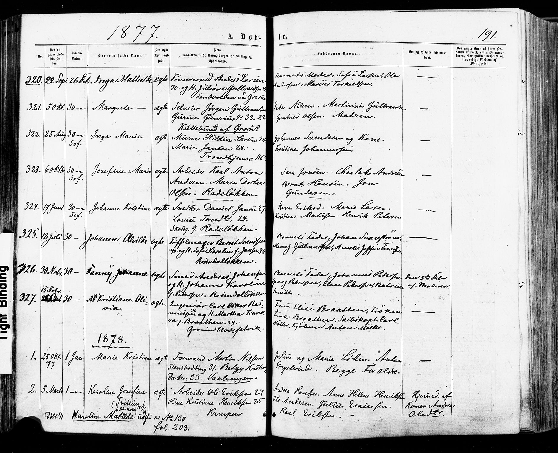 Østre Aker prestekontor Kirkebøker, SAO/A-10840/F/Fa/L0004: Parish register (official) no. I 4, 1876-1889, p. 191