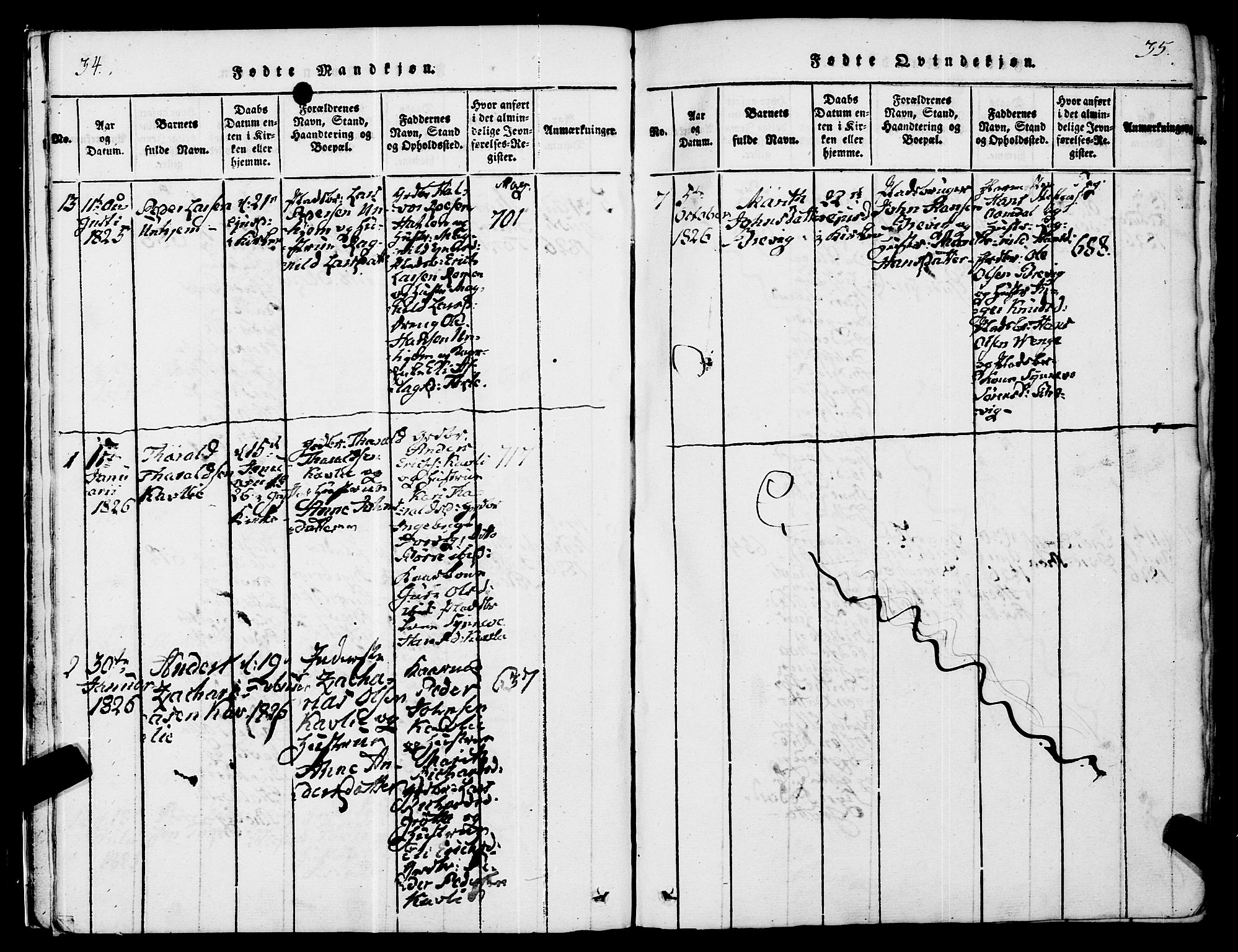 Ministerialprotokoller, klokkerbøker og fødselsregistre - Møre og Romsdal, AV/SAT-A-1454/545/L0585: Parish register (official) no. 545A01, 1818-1853, p. 34-35