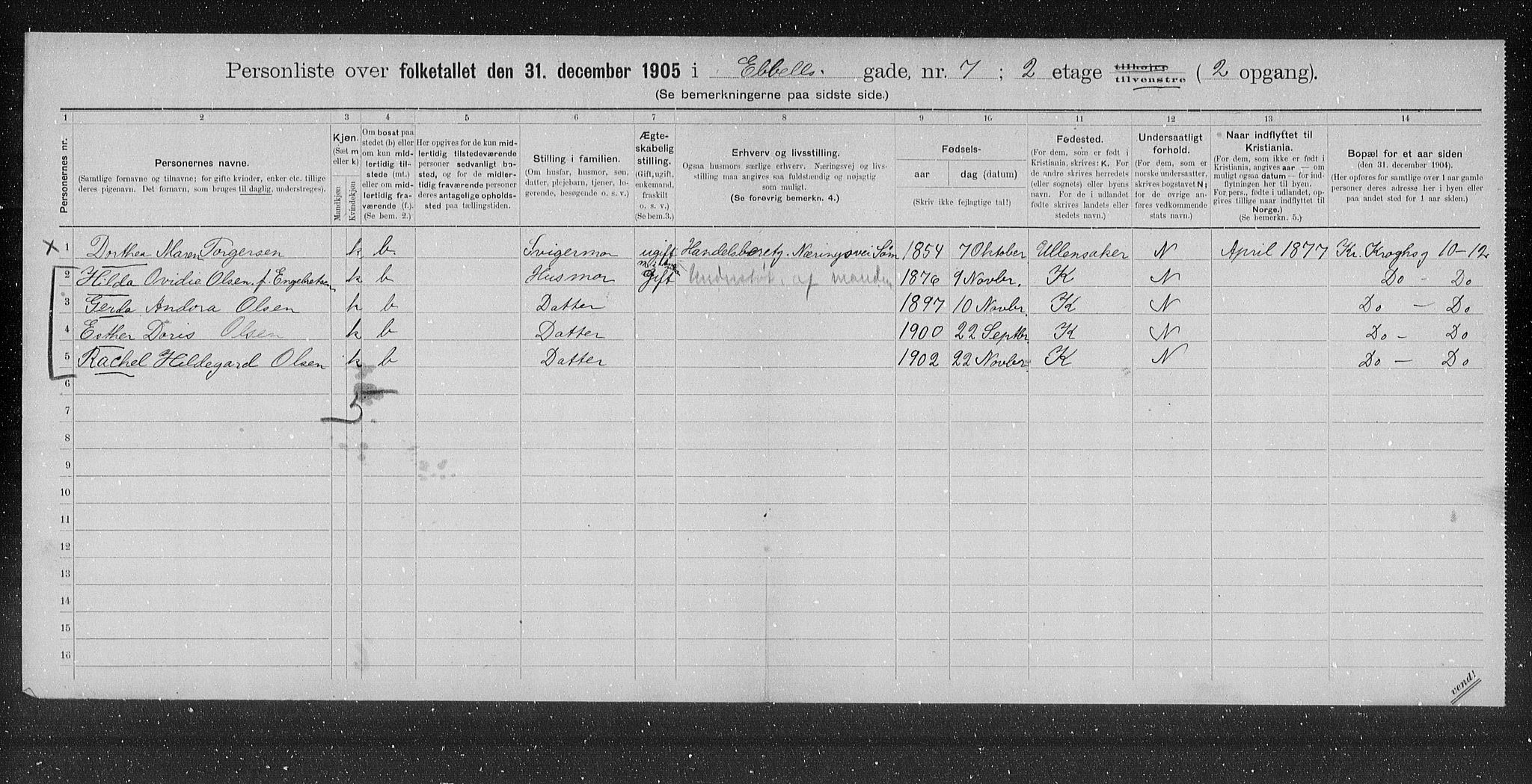 OBA, Municipal Census 1905 for Kristiania, 1905, p. 9489