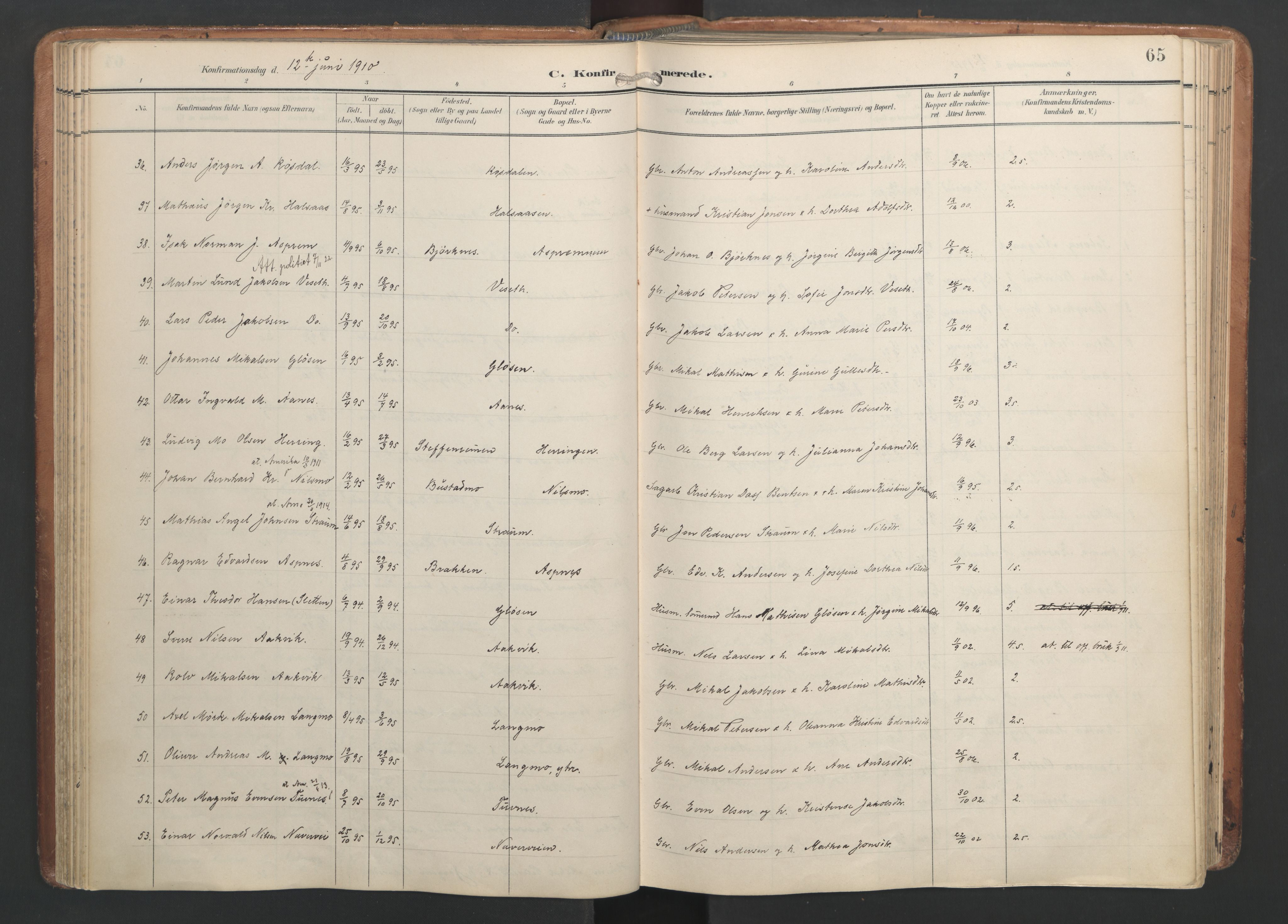 Ministerialprotokoller, klokkerbøker og fødselsregistre - Nordland, AV/SAT-A-1459/820/L0298: Parish register (official) no. 820A19, 1897-1915, p. 65
