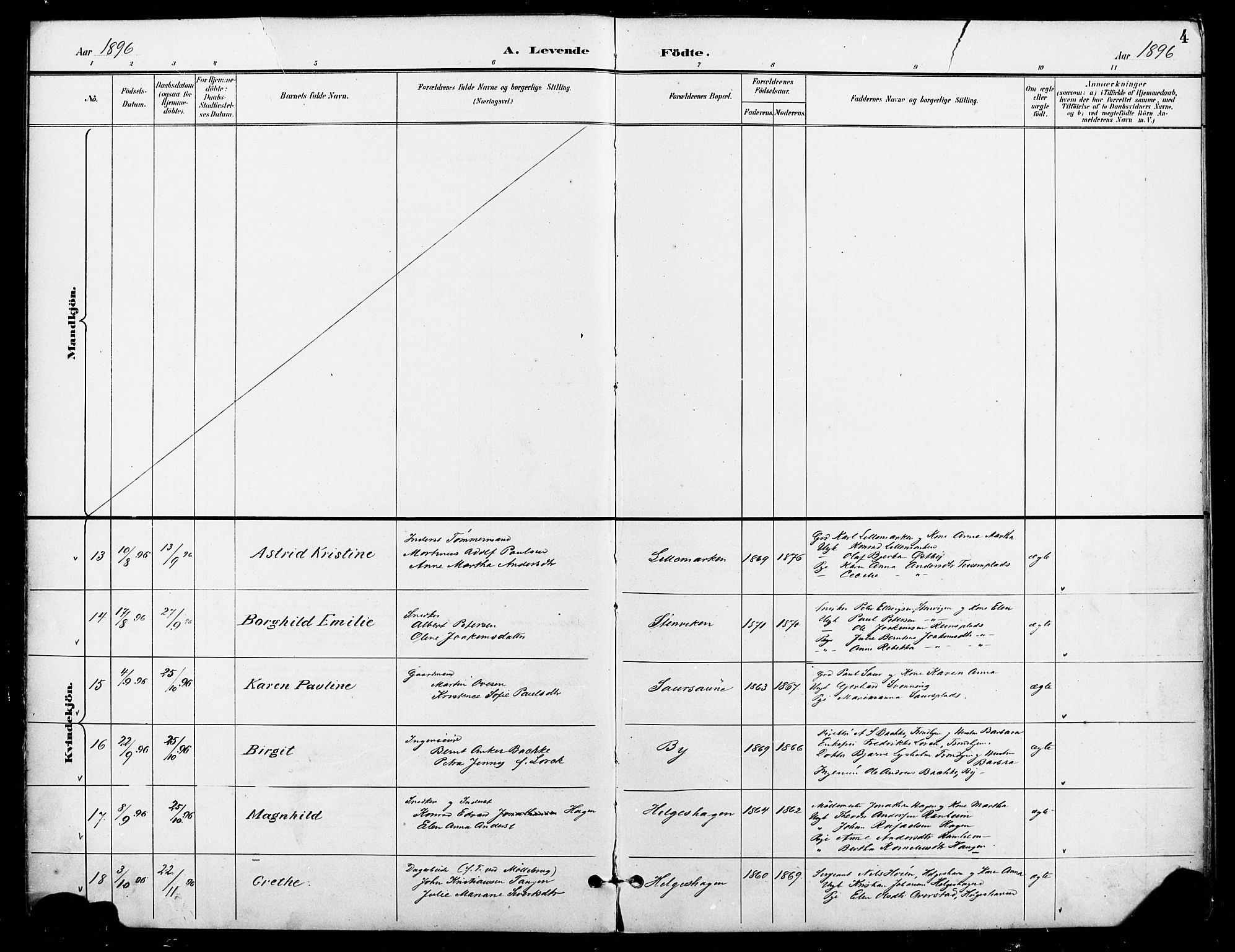 Ministerialprotokoller, klokkerbøker og fødselsregistre - Nord-Trøndelag, AV/SAT-A-1458/740/L0379: Parish register (official) no. 740A02, 1895-1907, p. 4