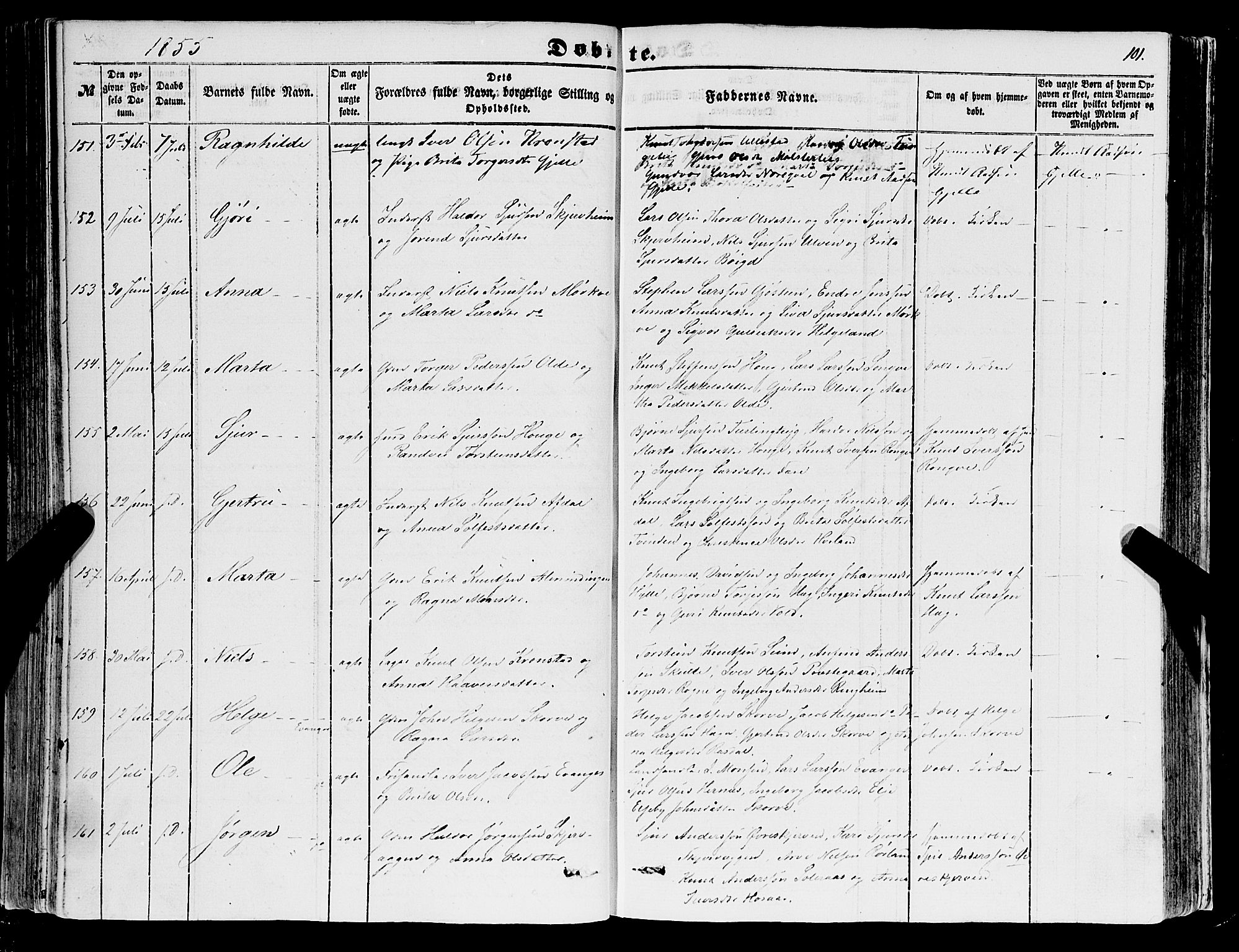 Voss sokneprestembete, AV/SAB-A-79001/H/Haa: Parish register (official) no. A 16, 1849-1863, p. 101