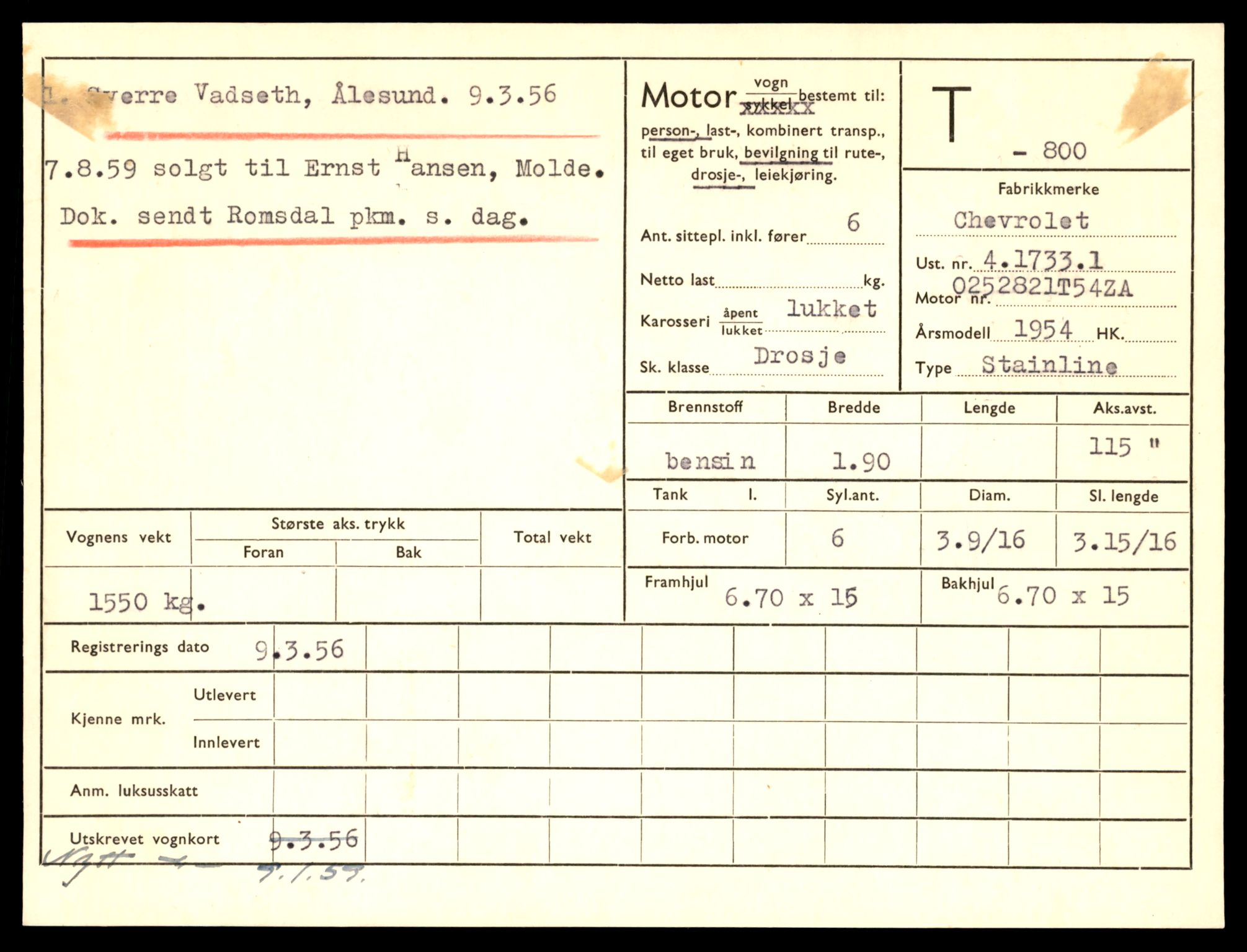 Møre og Romsdal vegkontor - Ålesund trafikkstasjon, SAT/A-4099/F/Fe/L0008: Registreringskort for kjøretøy T 747 - T 894, 1927-1998, p. 1576