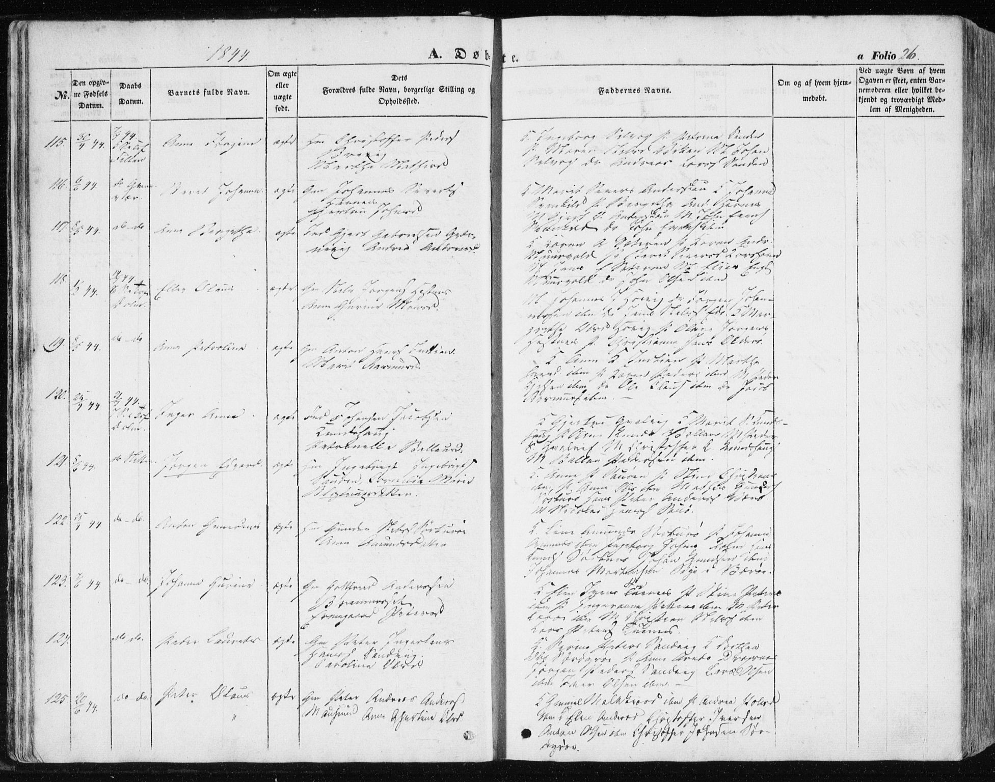 Ministerialprotokoller, klokkerbøker og fødselsregistre - Sør-Trøndelag, AV/SAT-A-1456/634/L0529: Parish register (official) no. 634A05, 1843-1851, p. 26