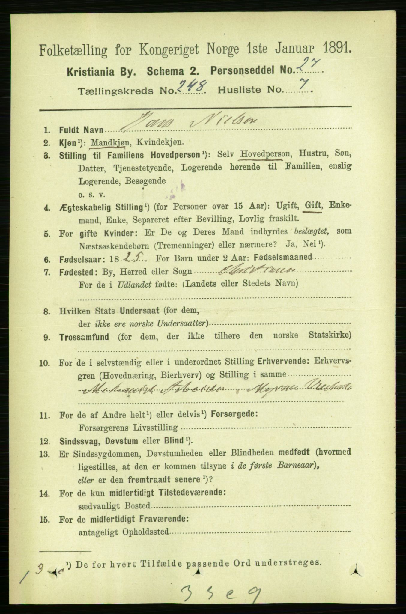 RA, 1891 census for 0301 Kristiania, 1891, p. 151326
