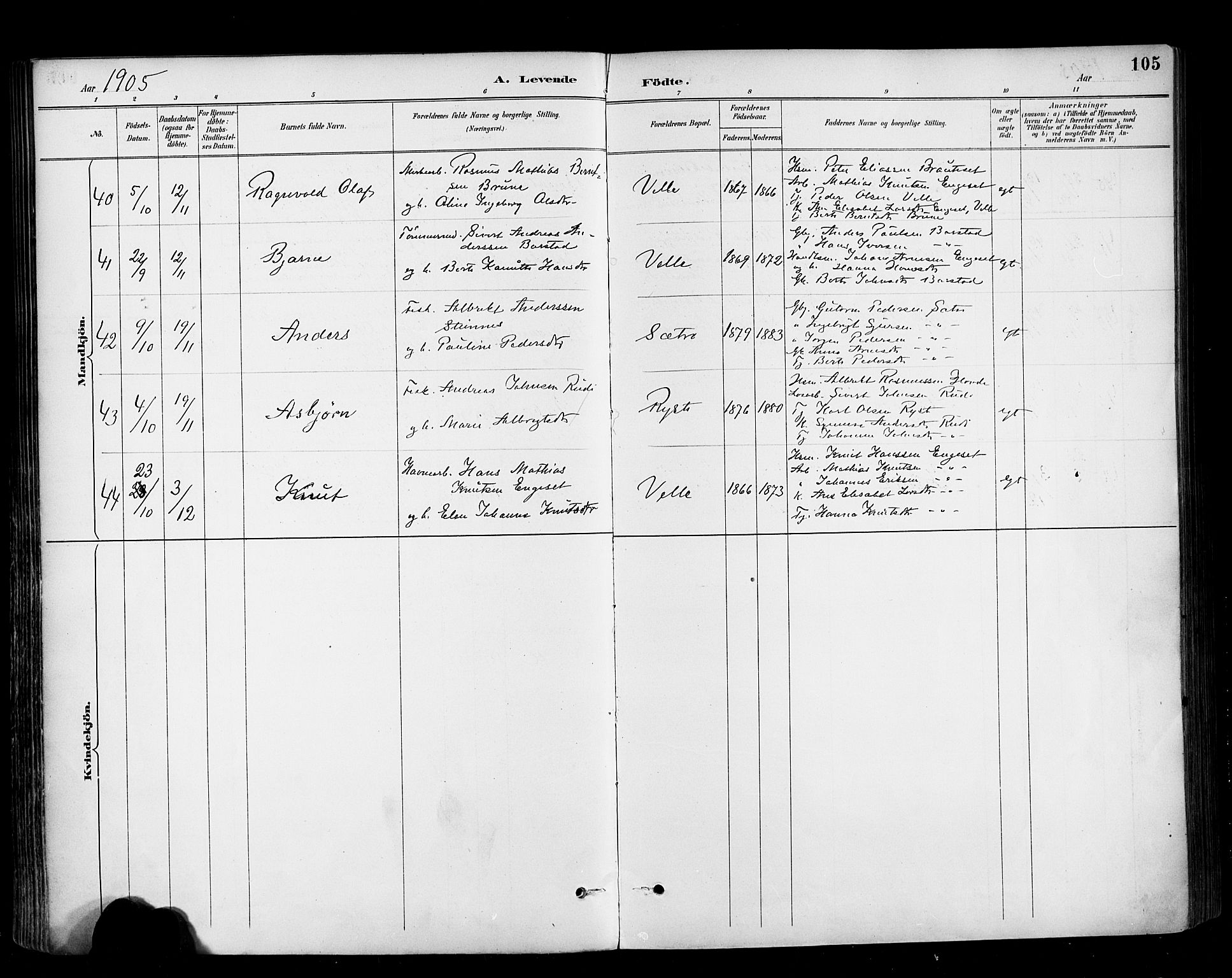 Ministerialprotokoller, klokkerbøker og fødselsregistre - Møre og Romsdal, AV/SAT-A-1454/513/L0177: Parish register (official) no. 513A04, 1890-1906, p. 105