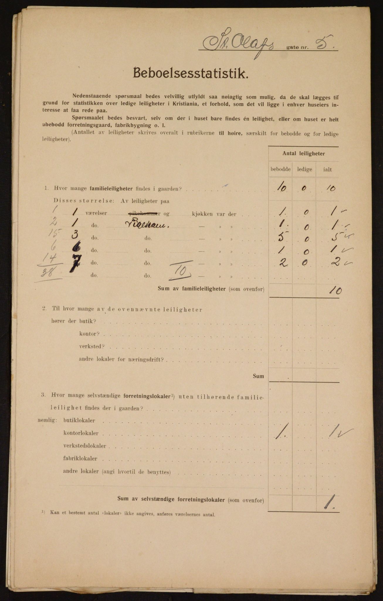 OBA, Municipal Census 1910 for Kristiania, 1910, p. 84129