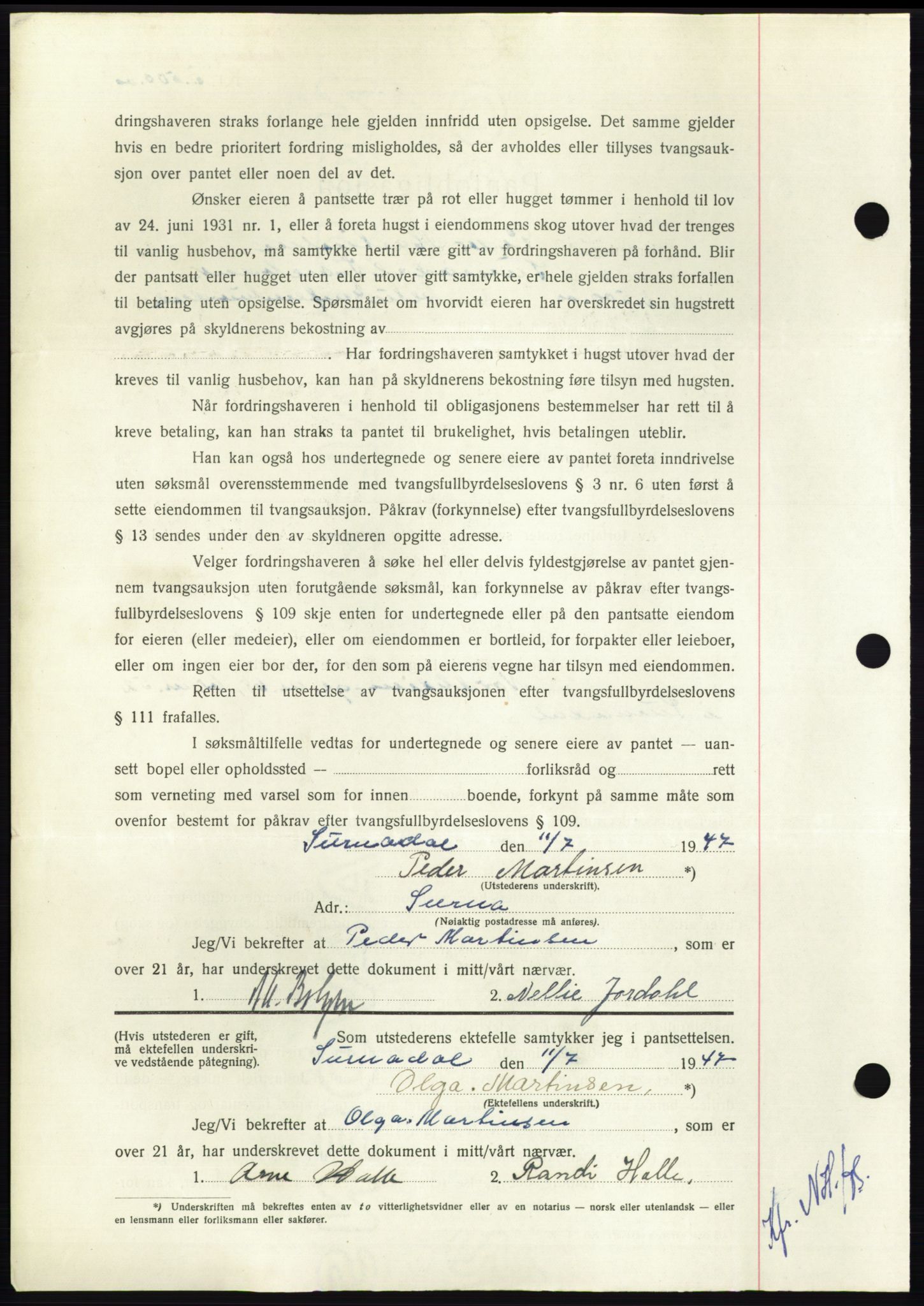 Nordmøre sorenskriveri, AV/SAT-A-4132/1/2/2Ca: Mortgage book no. B96, 1947-1947, Diary no: : 1608/1947