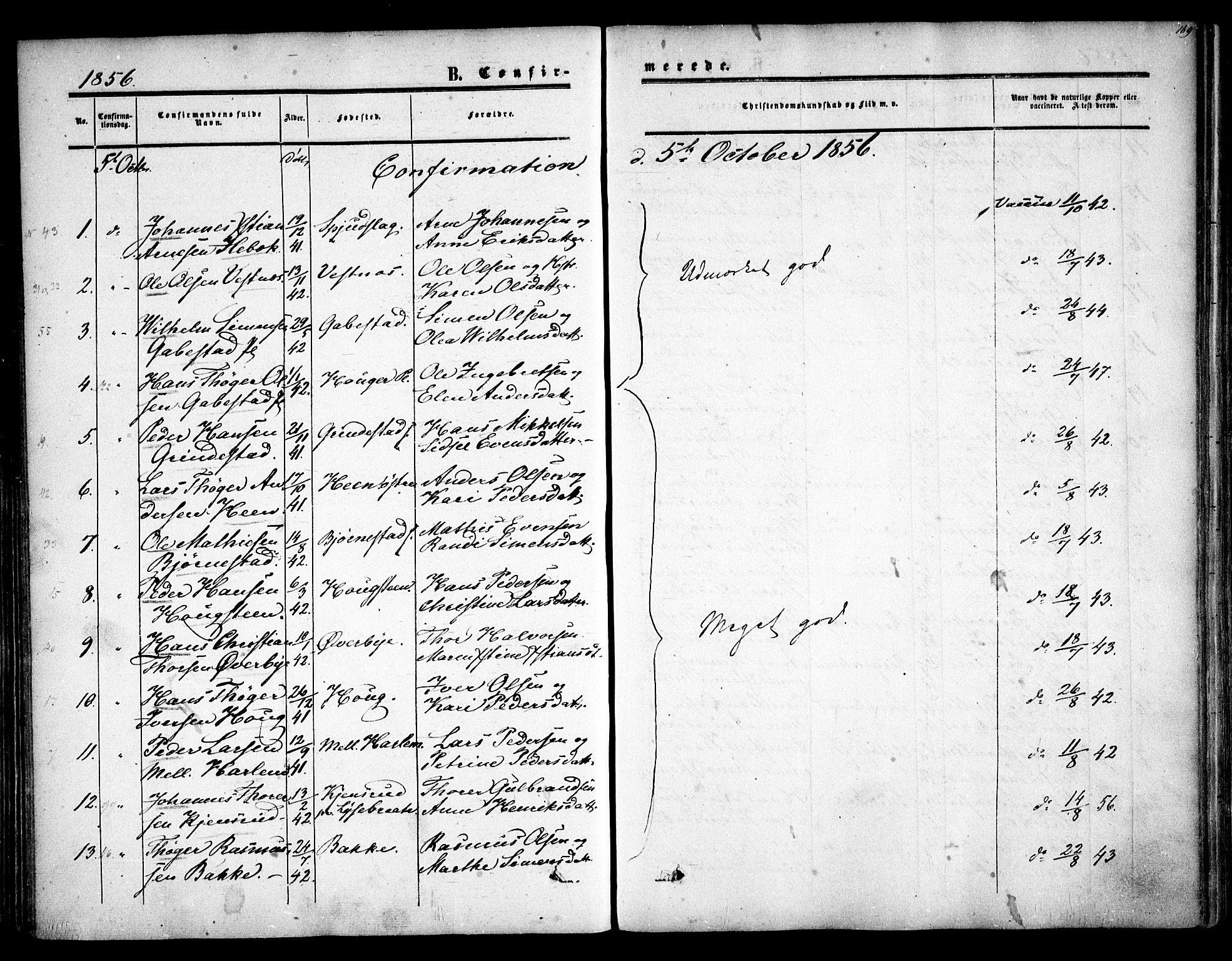 Rakkestad prestekontor Kirkebøker, AV/SAO-A-2008/F/Fa/L0009: Parish register (official) no. I 9, 1850-1856, p. 169