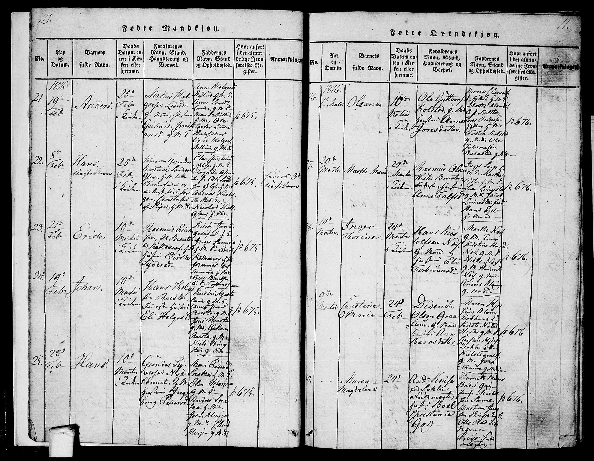 Tune prestekontor Kirkebøker, SAO/A-2007/F/Fa/L0005: Parish register (official) no. 5, 1815-1823, p. 10-11