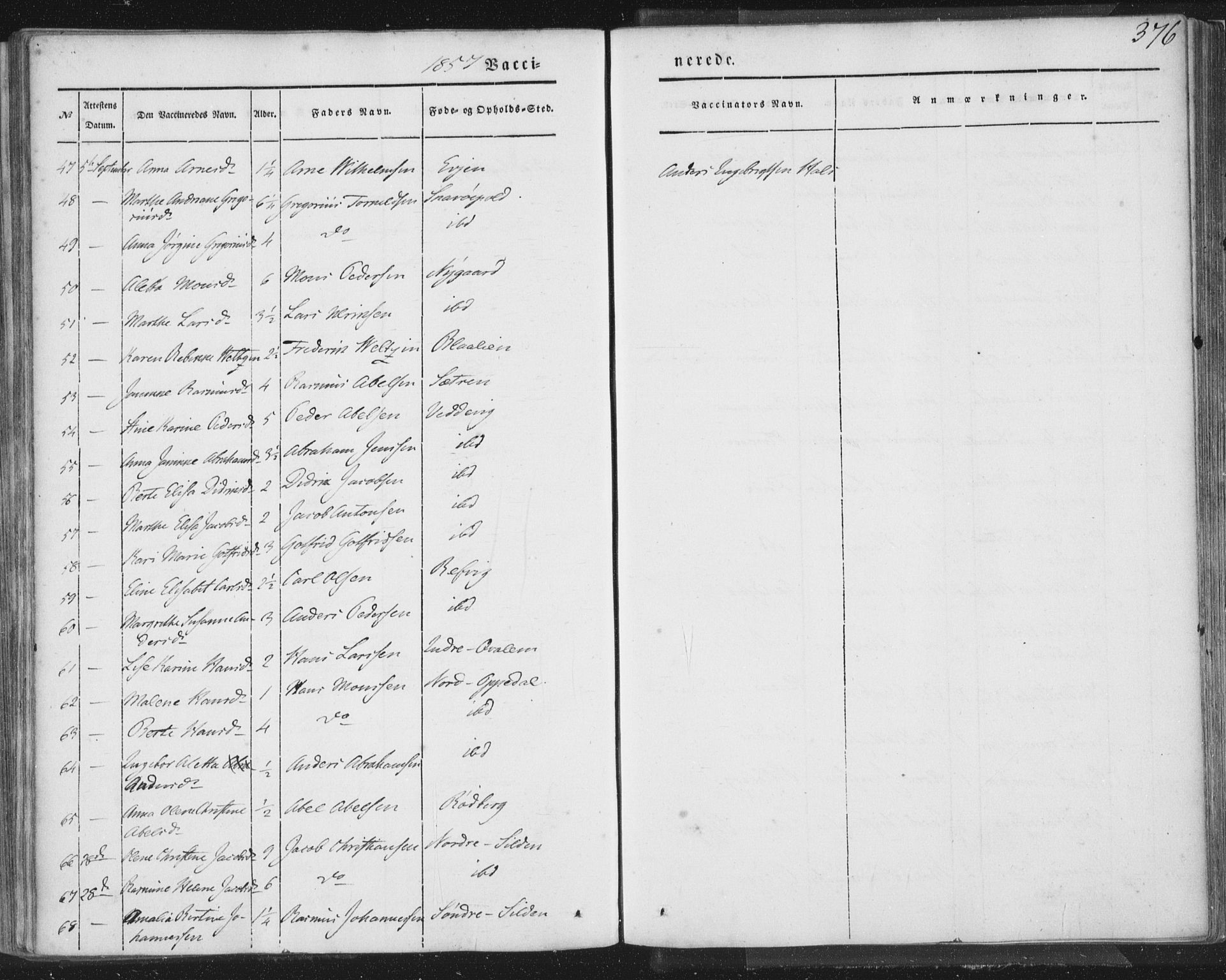 Selje sokneprestembete, AV/SAB-A-99938/H/Ha/Haa/Haaa: Parish register (official) no. A 10, 1844-1858, p. 376