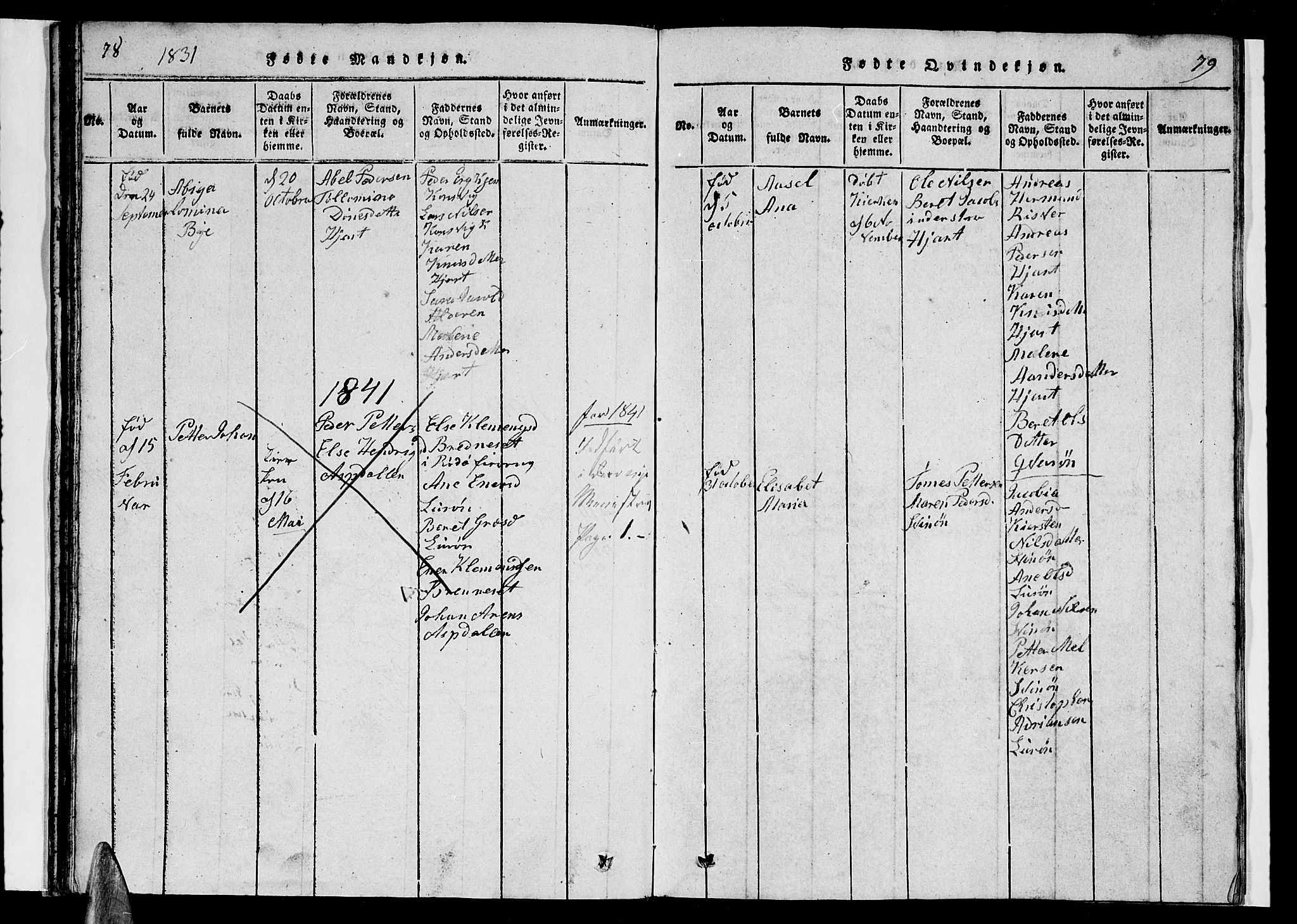 Ministerialprotokoller, klokkerbøker og fødselsregistre - Nordland, SAT/A-1459/839/L0571: Parish register (copy) no. 839C01, 1820-1840, p. 78-79