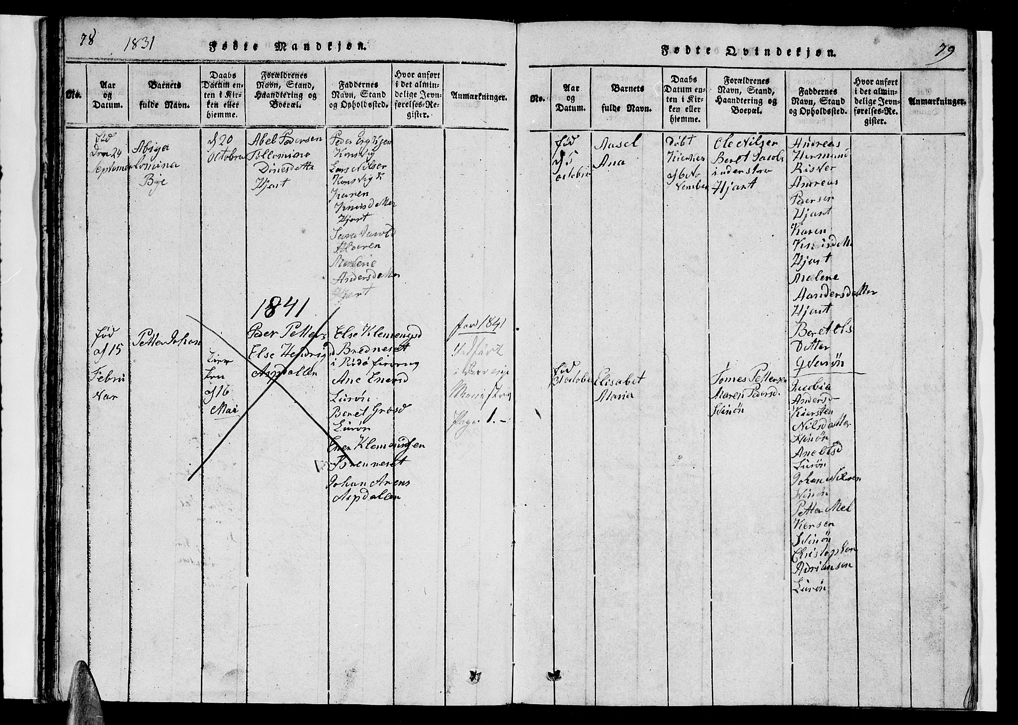 Ministerialprotokoller, klokkerbøker og fødselsregistre - Nordland, AV/SAT-A-1459/839/L0571: Parish register (copy) no. 839C01, 1820-1840, p. 78-79