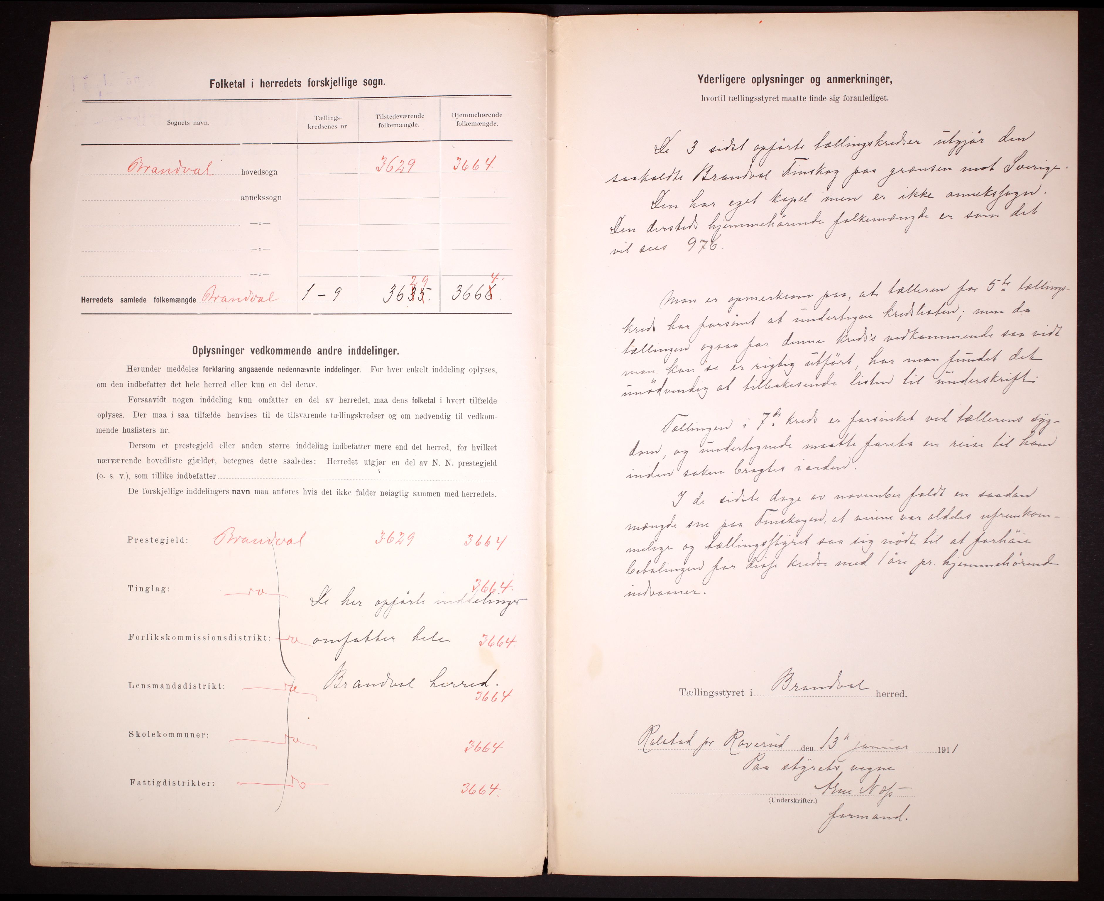 RA, 1910 census for Brandval, 1910, p. 3