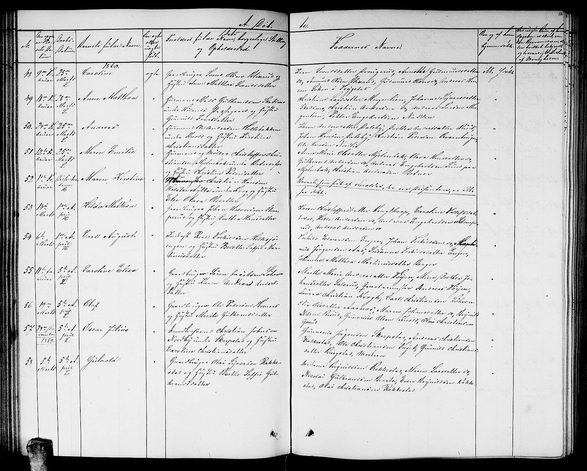 Høland prestekontor Kirkebøker, AV/SAO-A-10346a/G/Ga/L0004: Parish register (copy) no. I 4, 1854-1862, p. 116