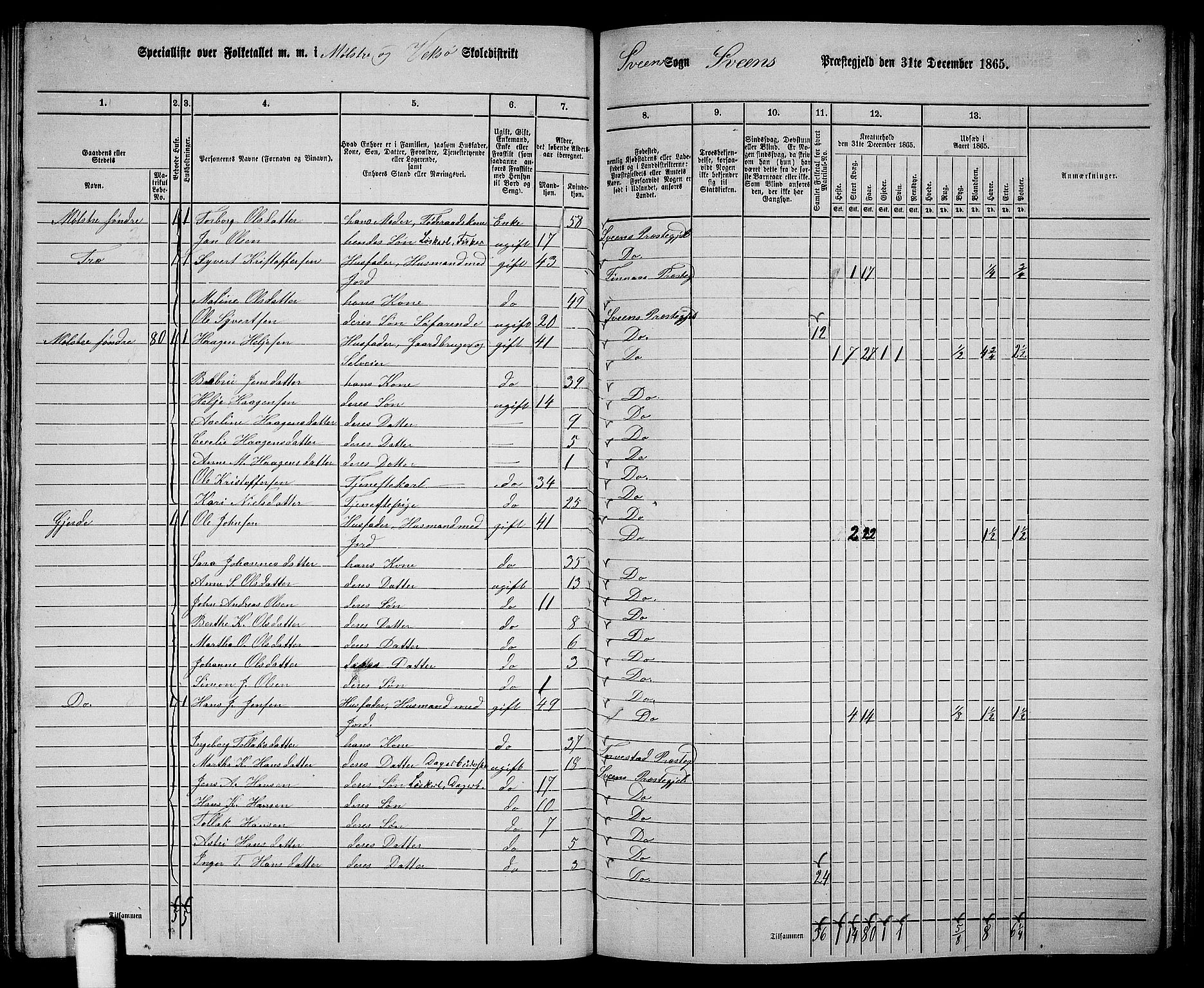 RA, 1865 census for Sveio, 1865, p. 131