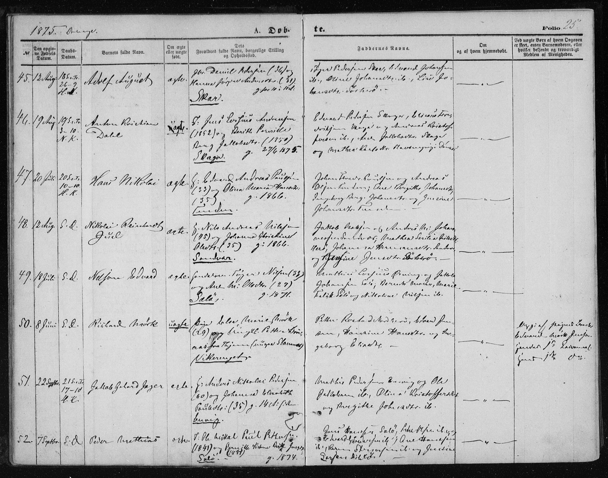 Ministerialprotokoller, klokkerbøker og fødselsregistre - Nordland, AV/SAT-A-1459/834/L0506: Parish register (official) no. 834A04, 1872-1878, p. 25