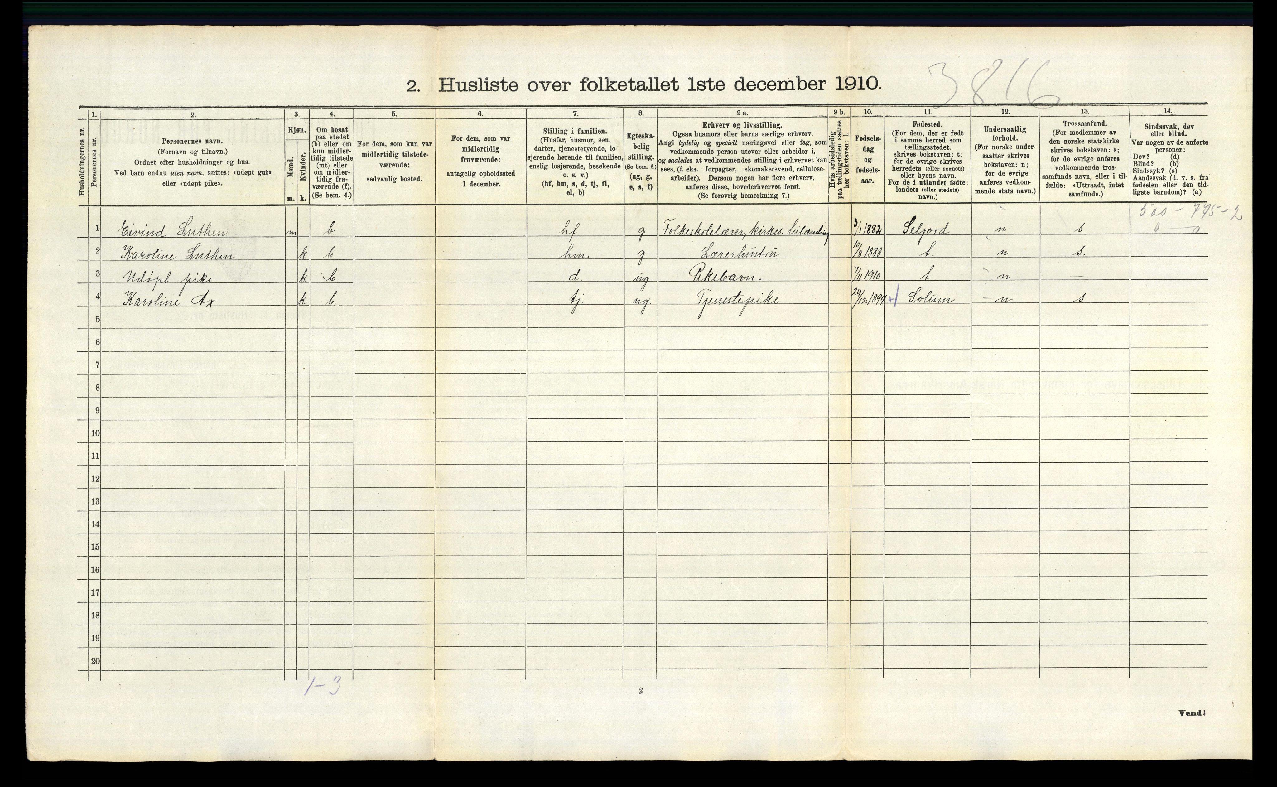 RA, 1910 census for Holla, 1910, p. 1176