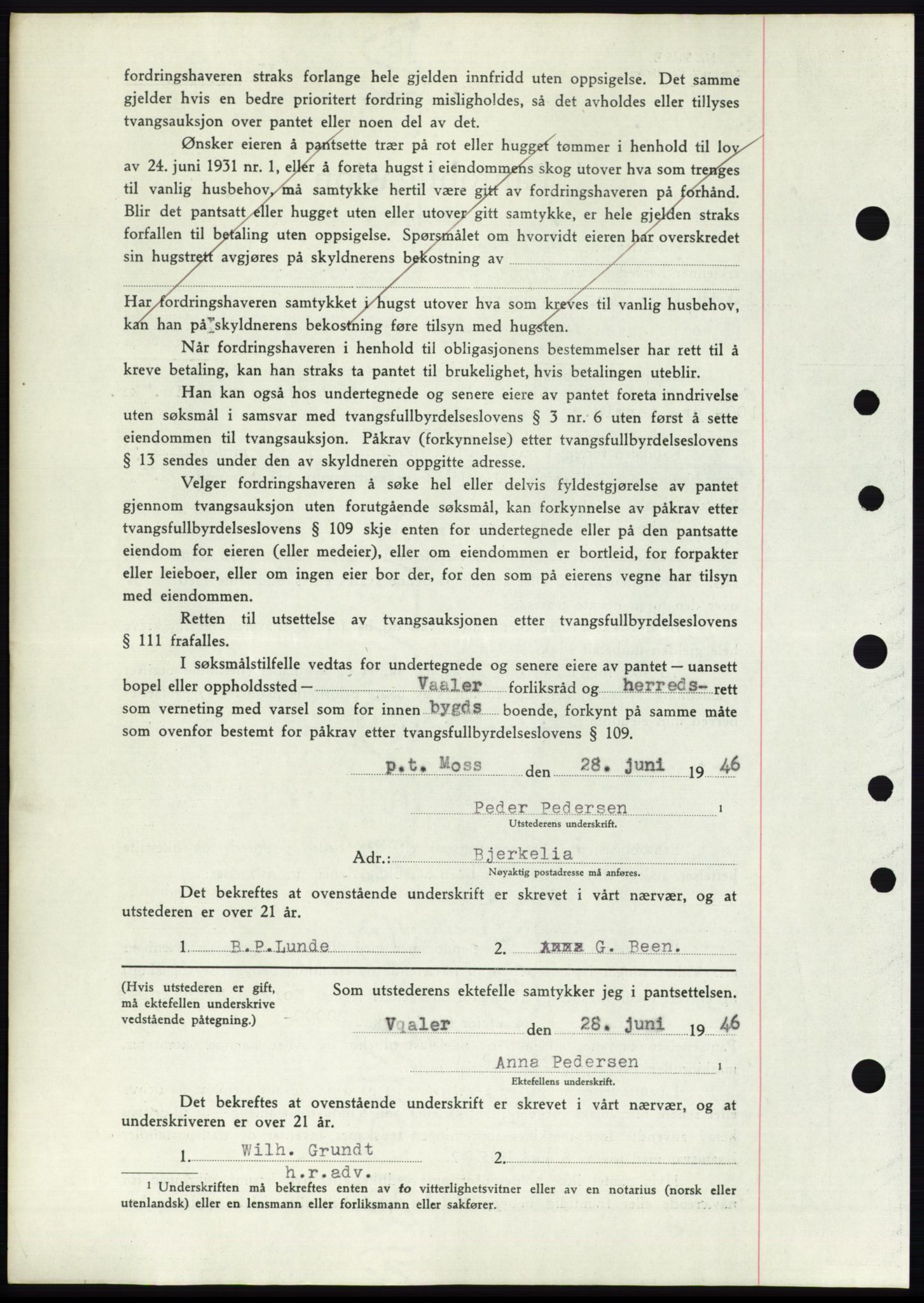 Moss sorenskriveri, SAO/A-10168: Mortgage book no. B15, 1946-1946, Diary no: : 1524/1946