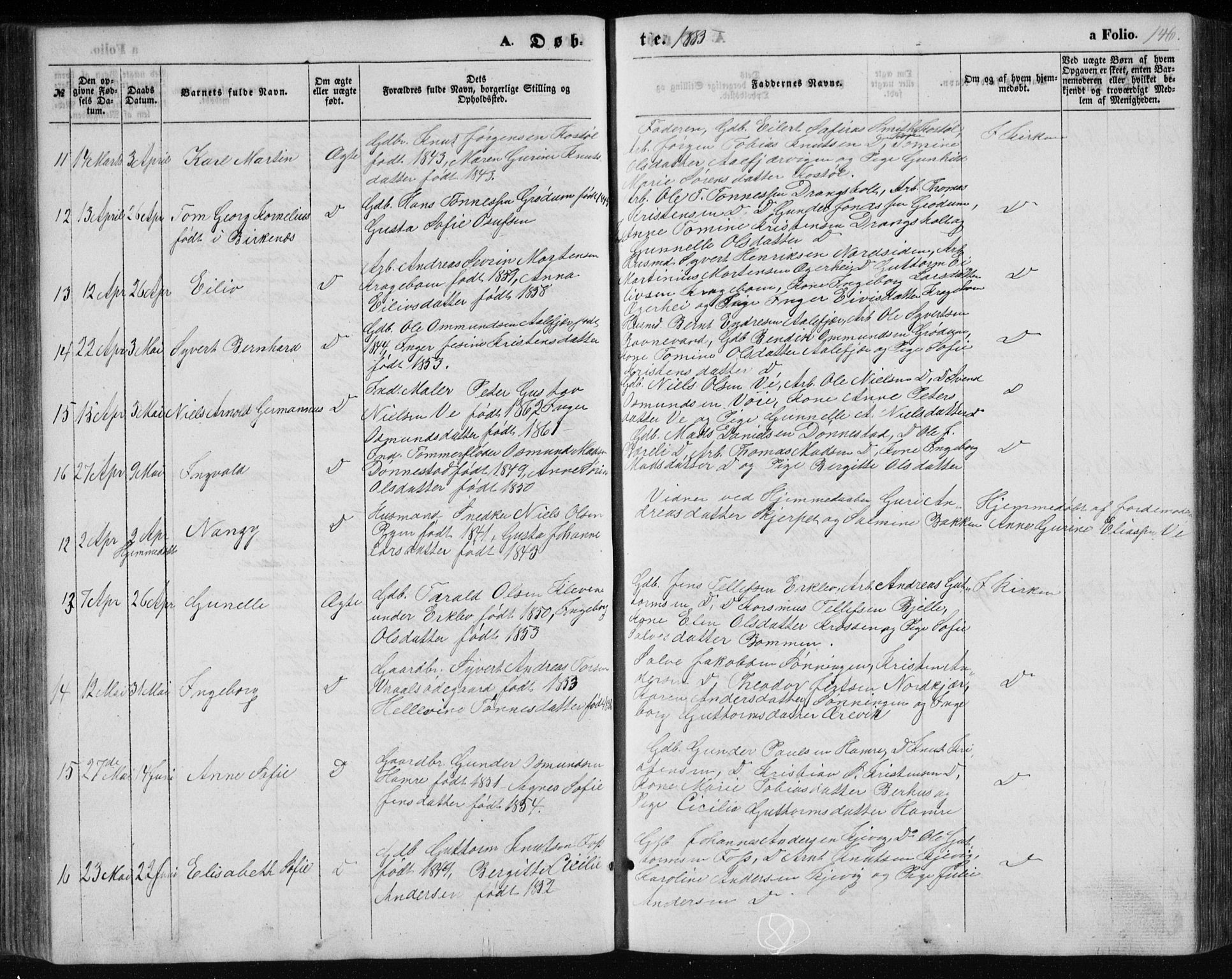 Tveit sokneprestkontor, AV/SAK-1111-0043/F/Fb/L0003: Parish register (copy) no. B 3, 1854-1886, p. 146